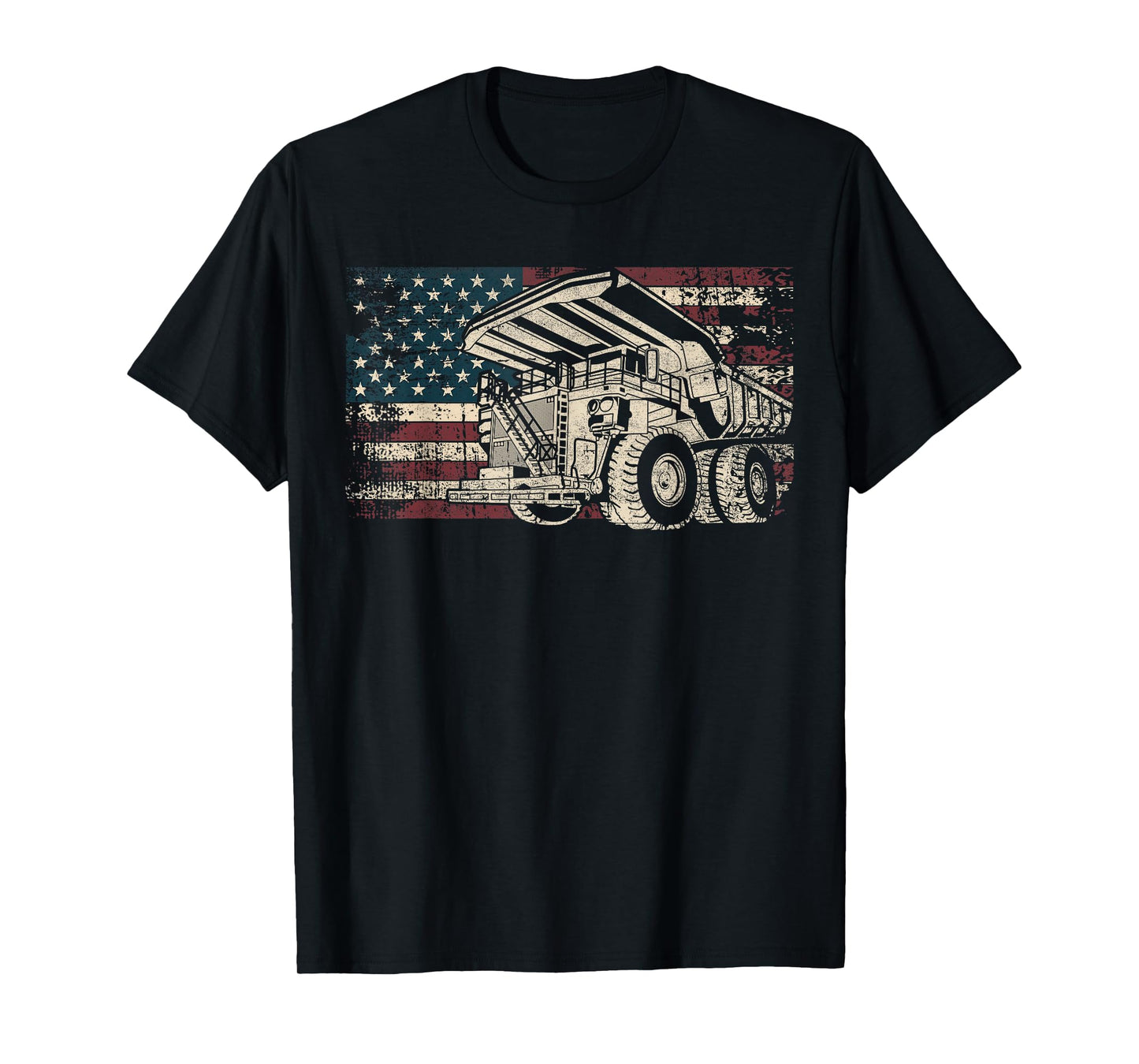 Dump Truck American Flag Mining Truck for Patriotic Miner T-Shirt