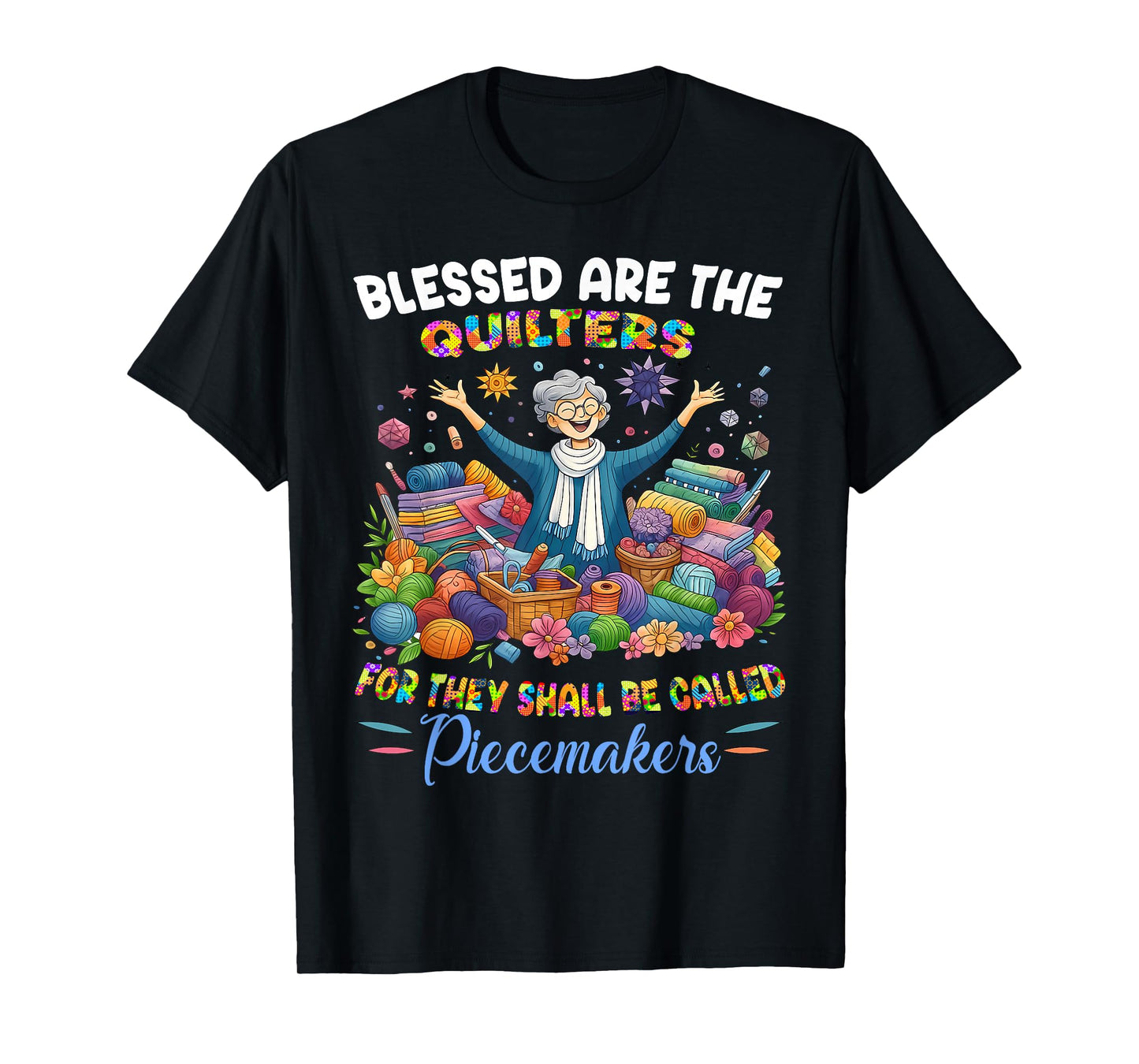 Blessed are The Quilters Grandma Quilt Gift for Sewing Lover T-Shirt