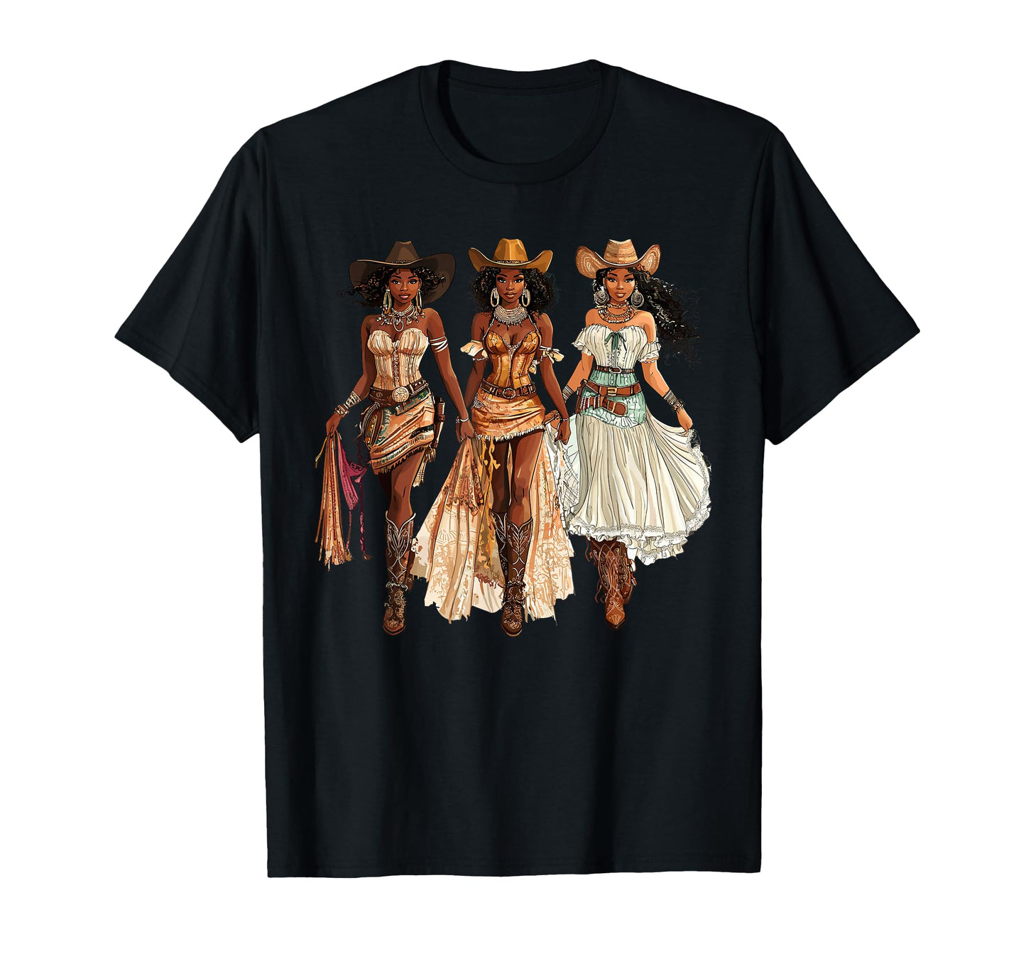 Black African American Cowgirl Western Country Texas Rodeo T-Shirt