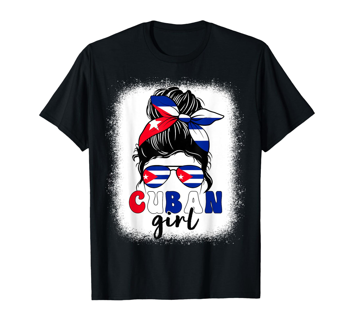 Cuban Girl Messy Bun Cuba Pride Patriotic Womens Kids T-Shirt
