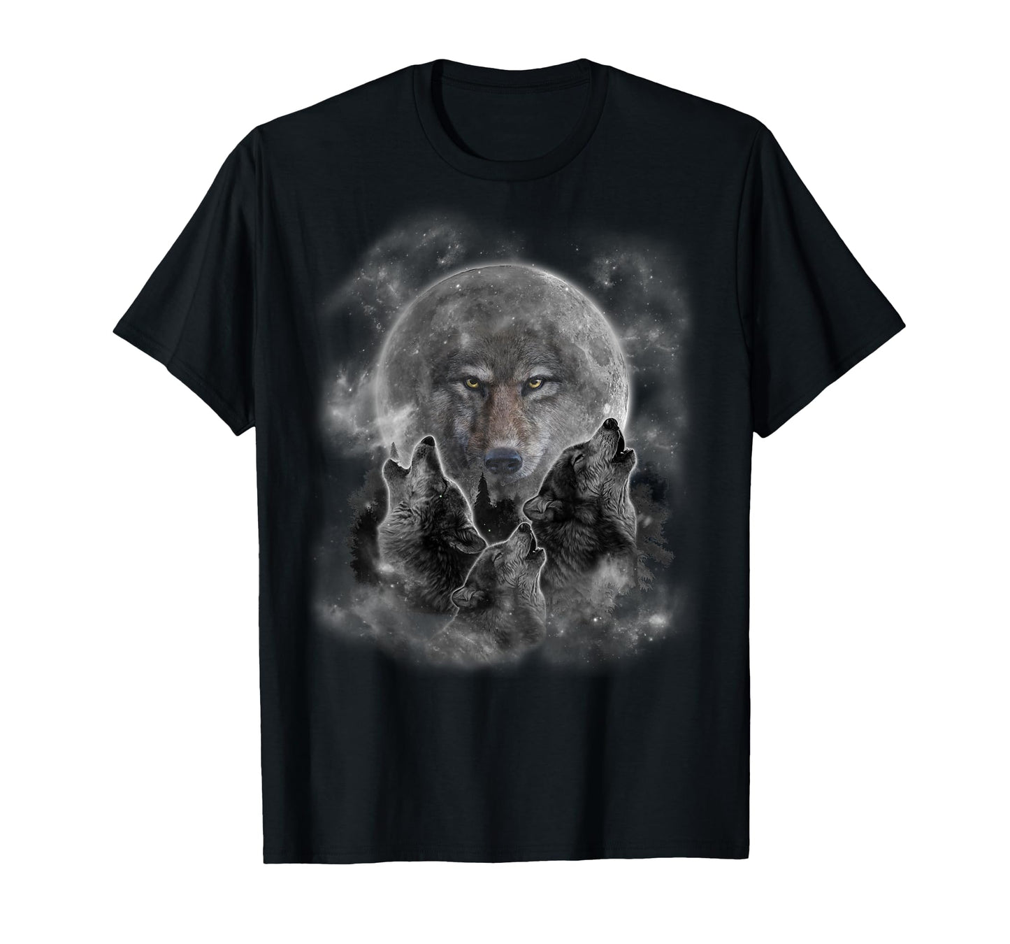 Grey Wolf Hunting Ground, Icy Moon, Forest, Galaxy T-Shirt