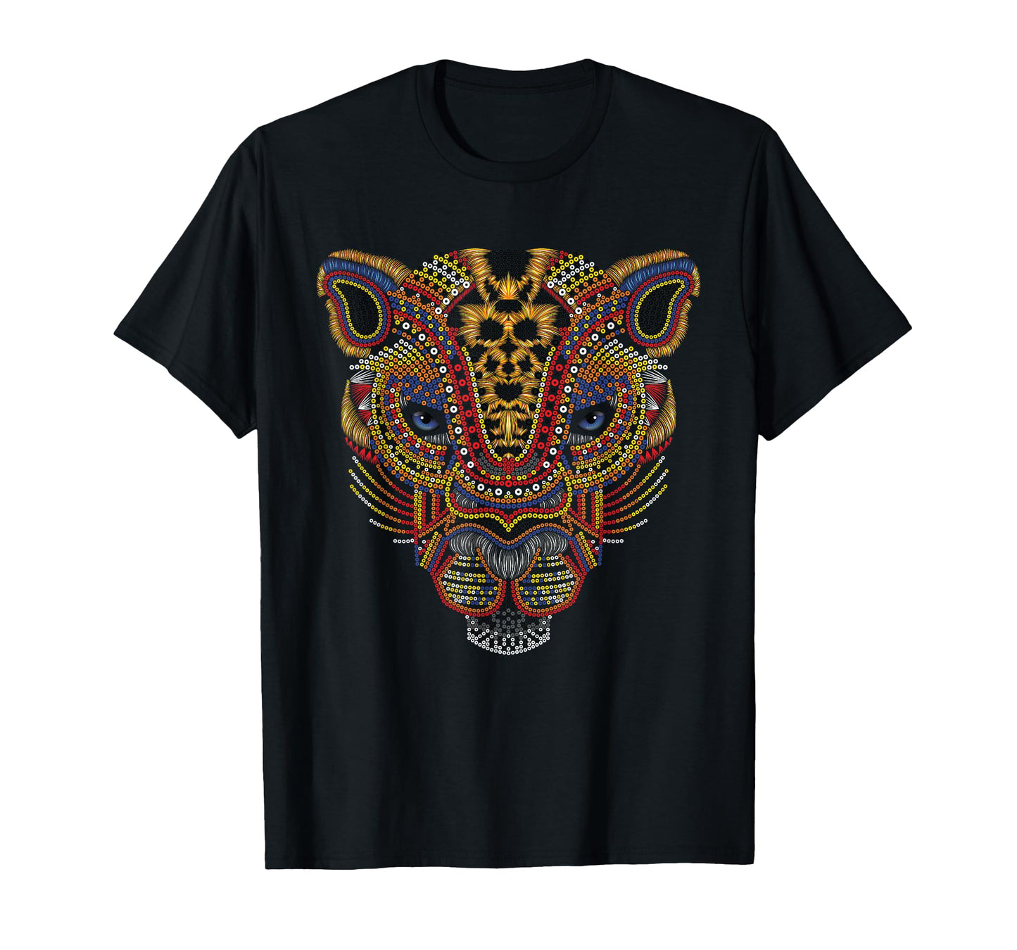 Jaguar head art huichol face mexico Aztec Mayas for big cats T-Shirt