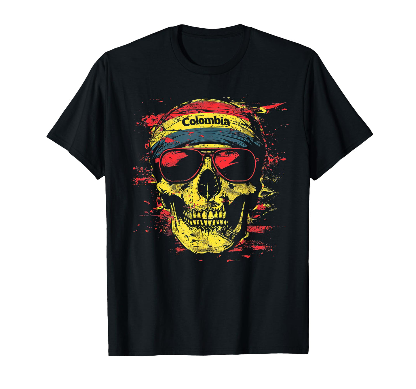 Colombian Colombia Flag - Skull Skeleton Vintage Country T-Shirt