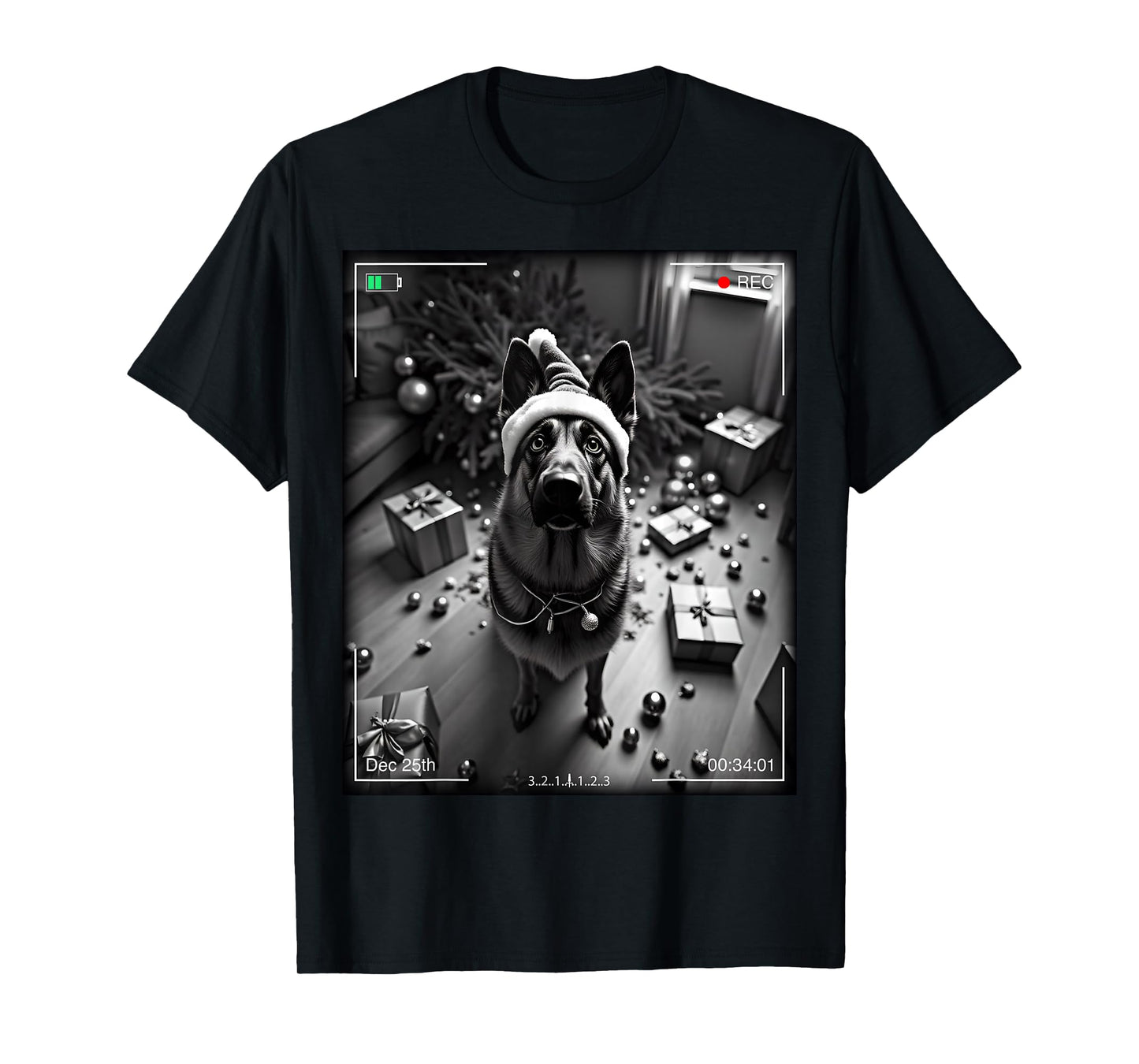 Christmas German Shepherd Caught On Camera T-Shirt