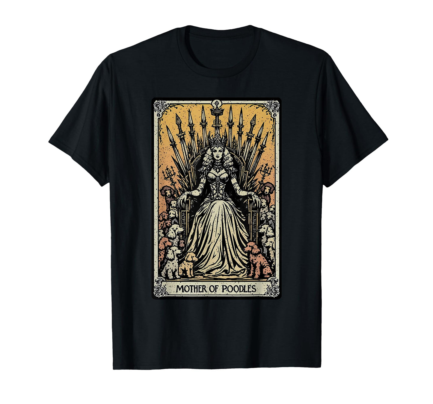 Poodle Dog Mom Tarot Card Skeleton Mama Witchy Mothers Day T-Shirt