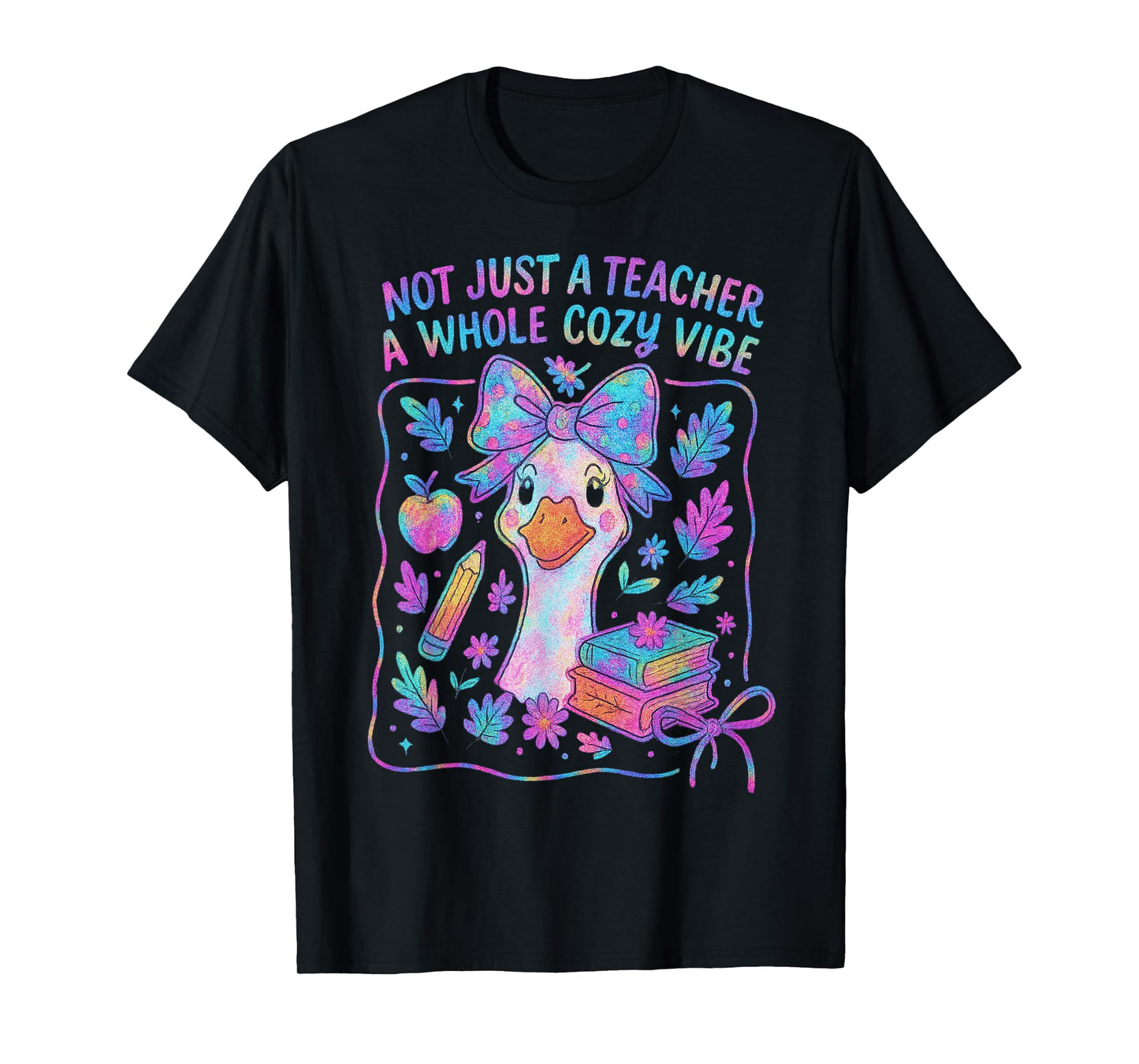 Not Just a Teacher a Whole Cozy Vibe Boho Coquette Goose T-Shirt