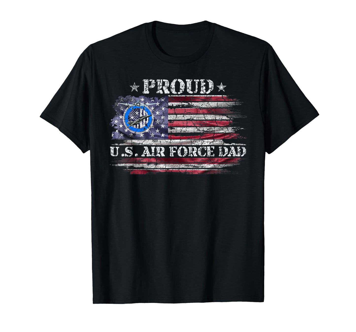 Vintage USA American Flag Proud Air Force Veteran Dad Funny T-Shirt