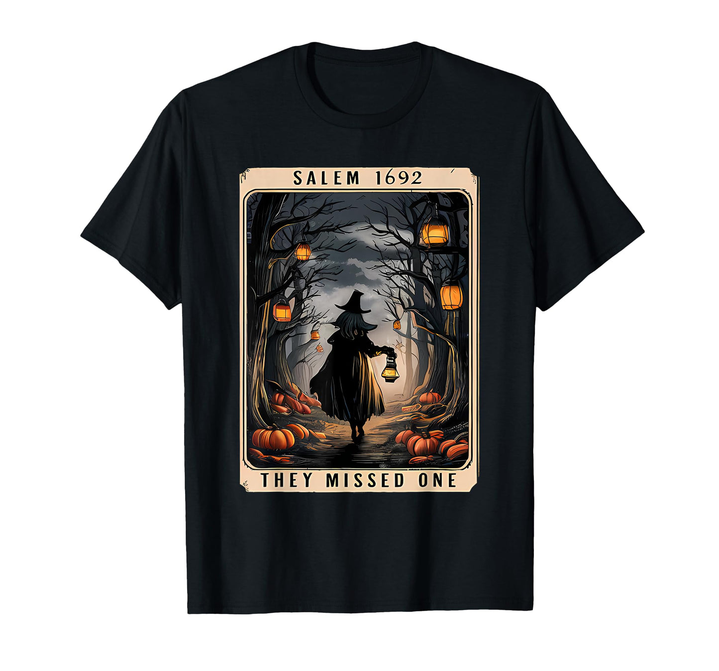 Salem 1692 Halloween Witch They Missed One Tarot Card Women T-Shirt