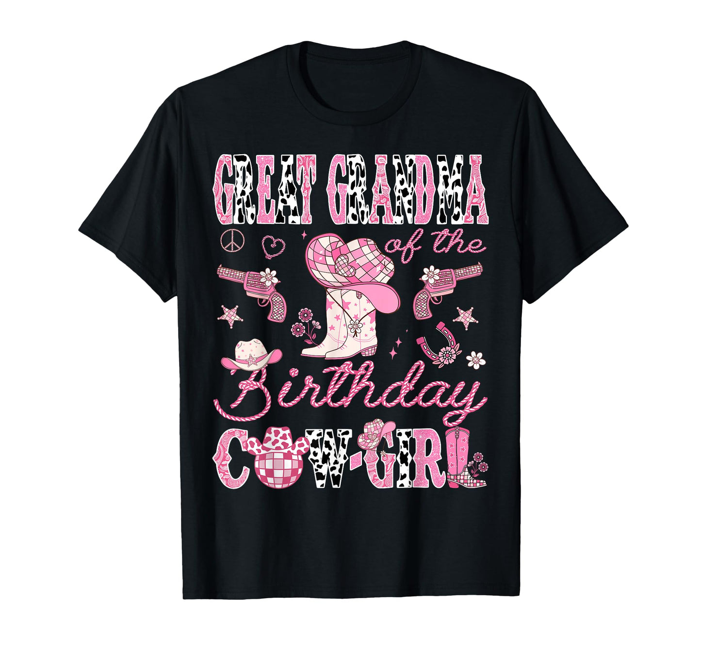 Great Grandma Of The Birthday CowGirl Pink Rodeo Grandma T-Shirt