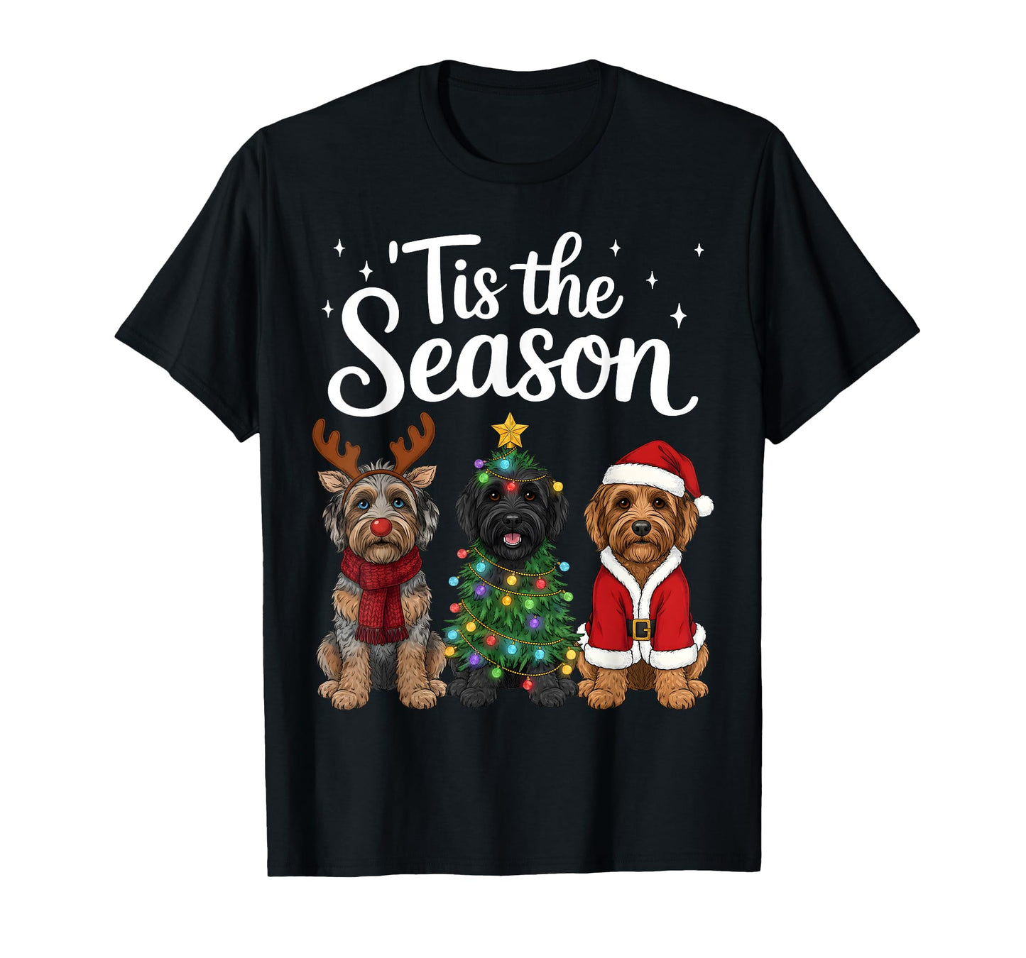 Tis The Season Aussiedoodle Christmas Santa Dog Lover T-Shirt