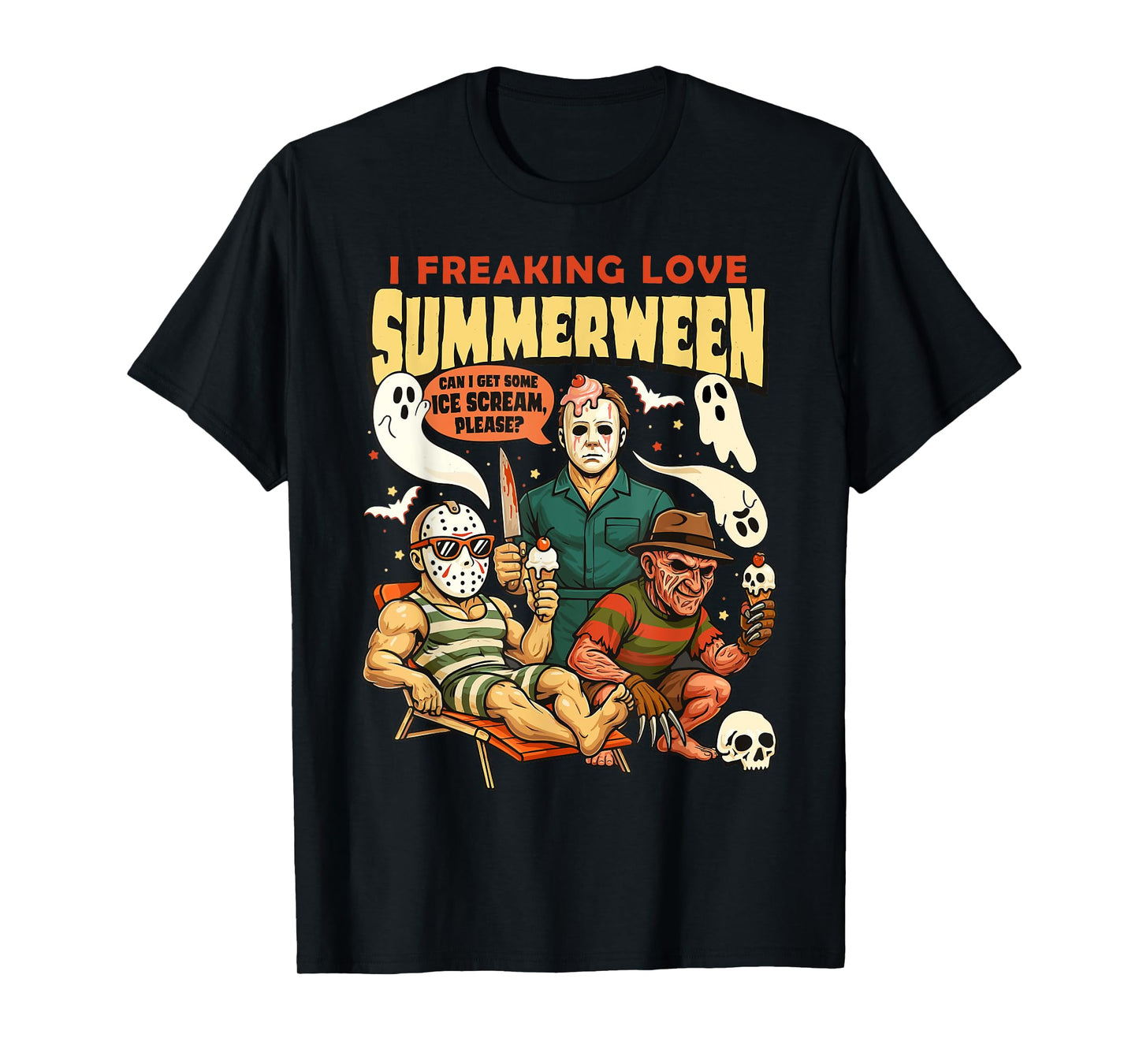 I Freaking Love Summerween Funny Ghost Summer Halloween T-Shirt