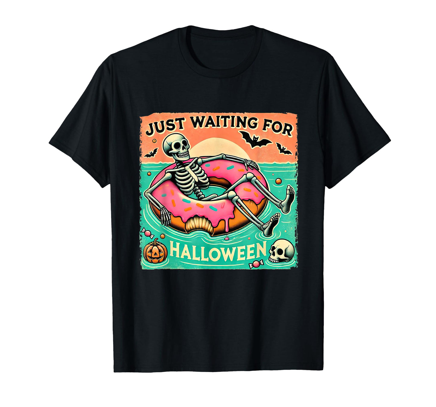 Spooky Summerween Skeleton Just Waiting for Halloween T-Shirt
