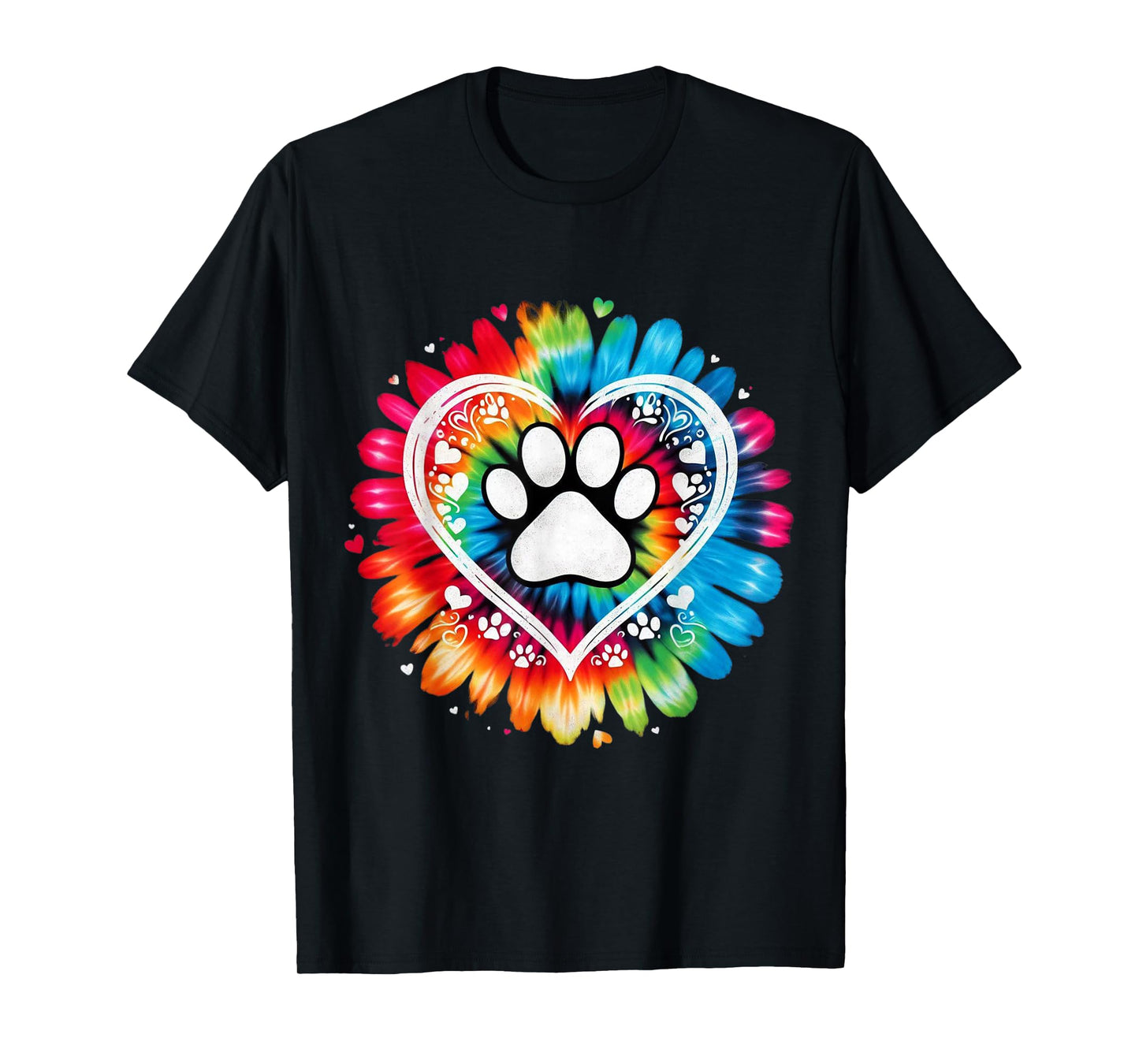 Tie Dye Love Dog Paw Print Heart Animal Lover T-Shirt
