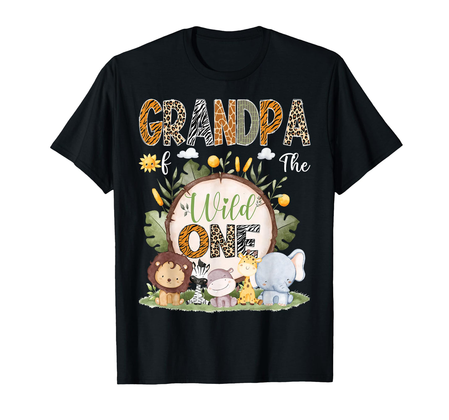Grandpa Of The Wild One 1St Birthday Kids Safari Woodland T-Shirt