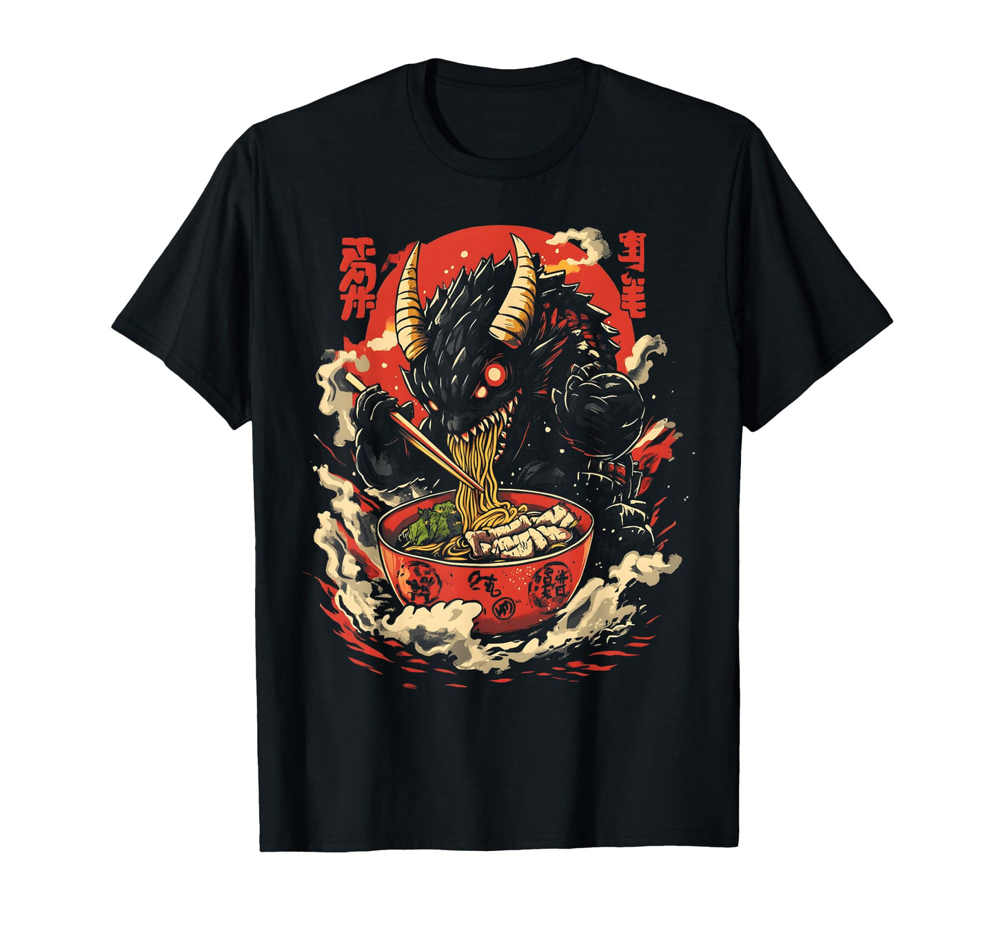 Kaiju Eating Ramen Funny Japanese Monster Lover Birthday T-Shirt