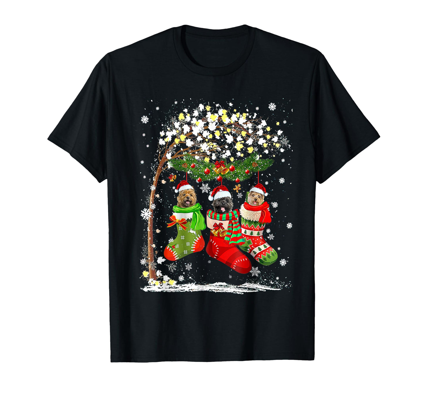 Funny Cairn Terrier Dog Tree Christmas Lights Xmas Pajama T-Shirt