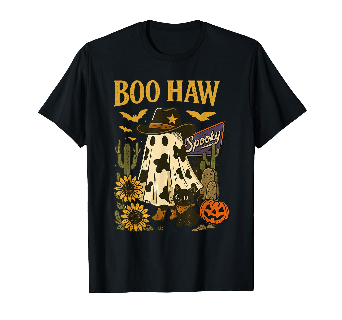 Boo Haw Funny Cowboy Ghost Western Spooky Halloween T-Shirt