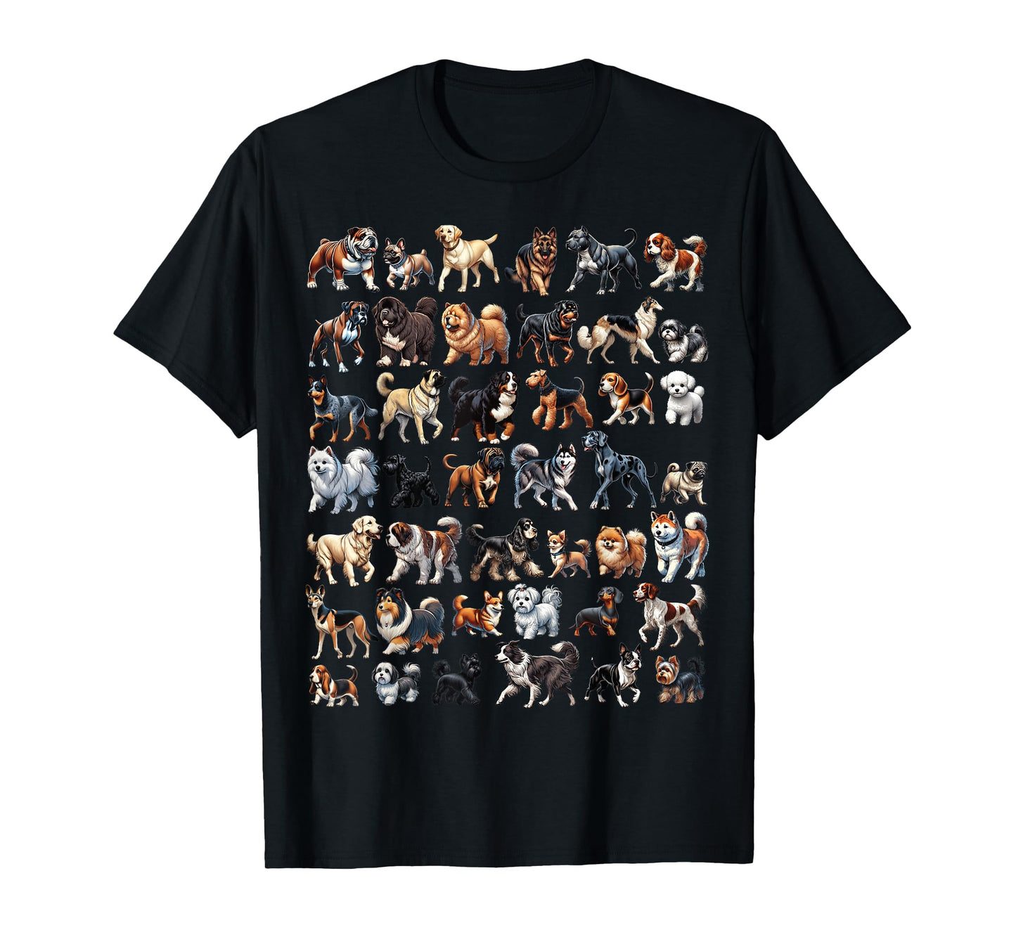 Types Of Dogs Breeds Chart Educational Canine Enthusiast T-Shirt