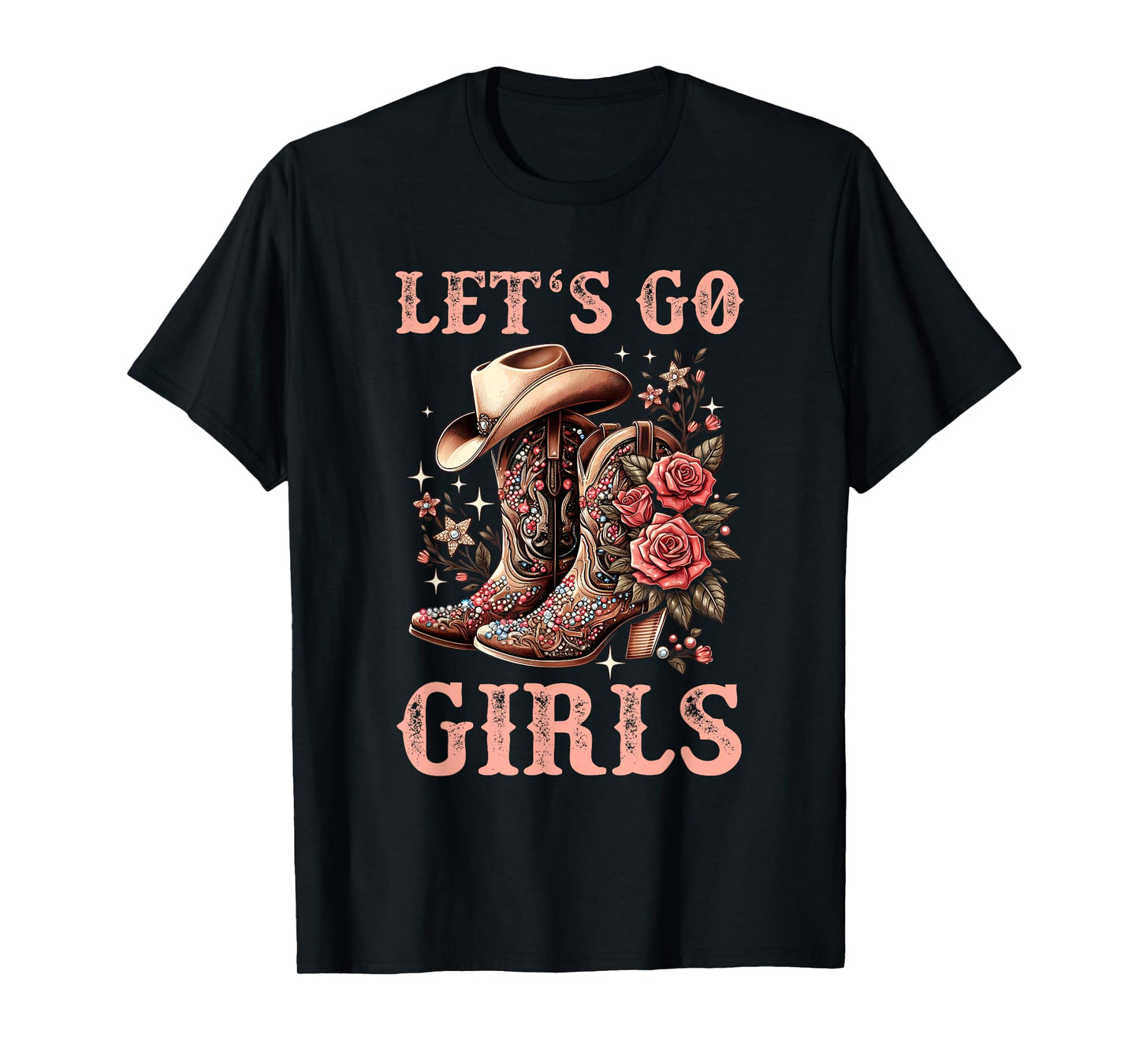 Country Girls Rodeo Woman Cowboy Hat Kids Lets Go Girls T-Shirt