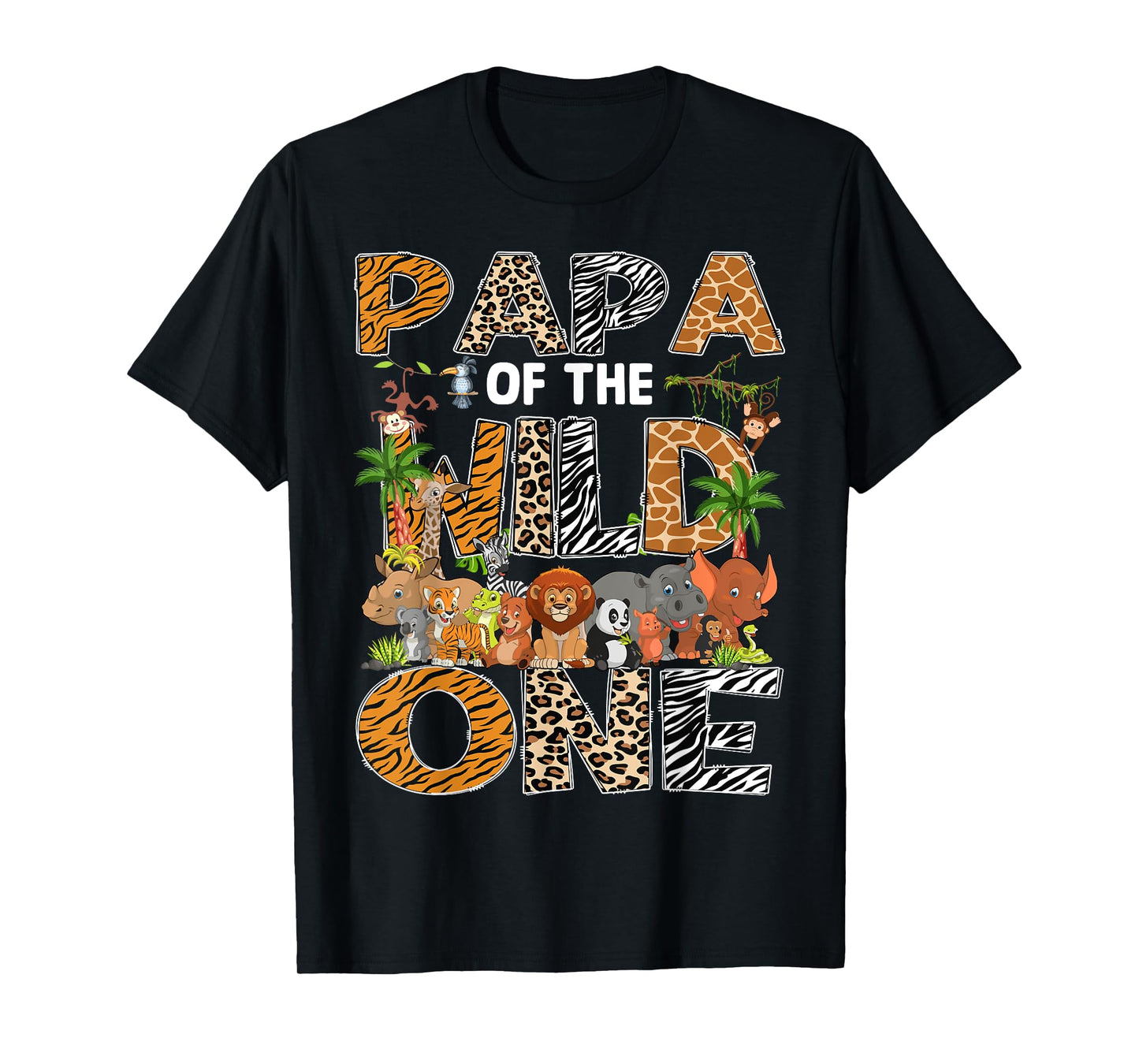 Papa Of The Wild One Safari Zoo Animal 1St Birthday T-Shirt