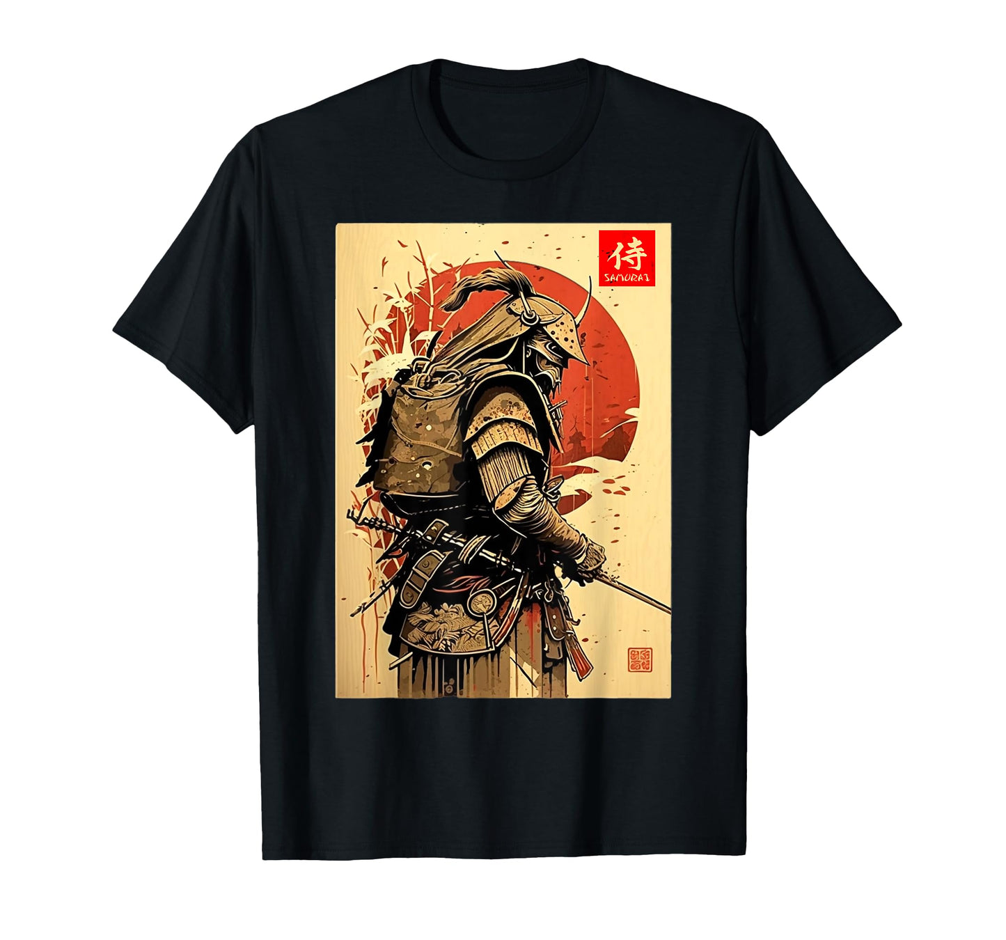 Japanese retro Art Samurai Vintage japanese Bushido Fighter T-Shirt