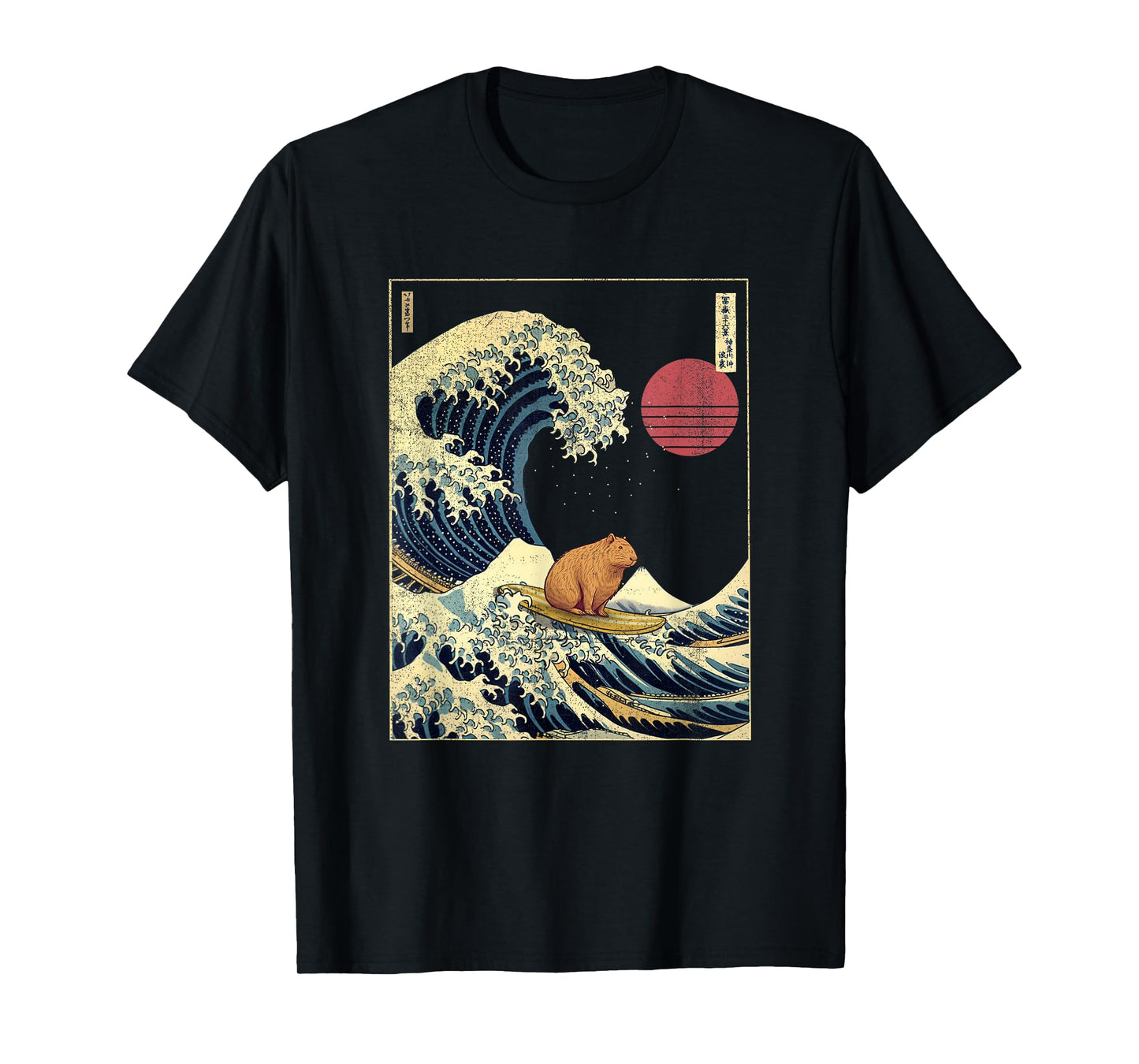 Capybara Kanagawa Wave Funny Surf Animal T-Shirt