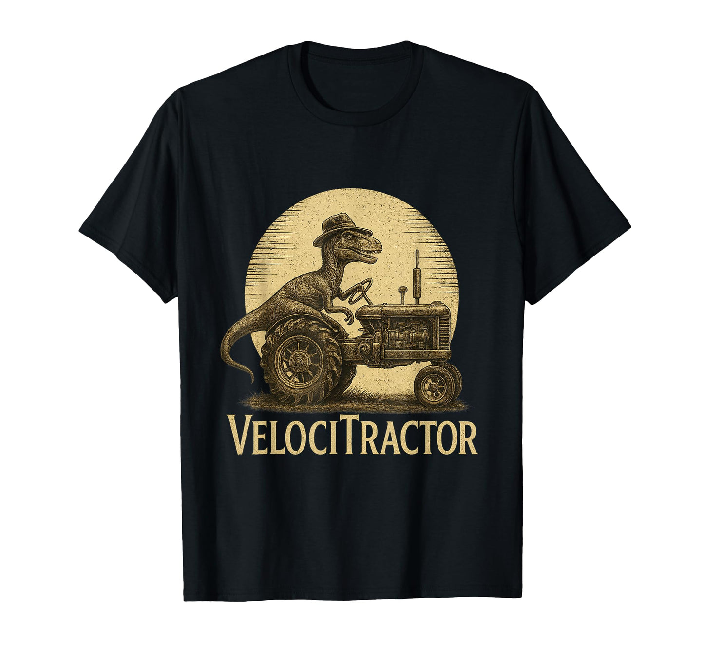 VelociTractor Funny Dinosaur Farmer Tractor Mashup T-Shirt