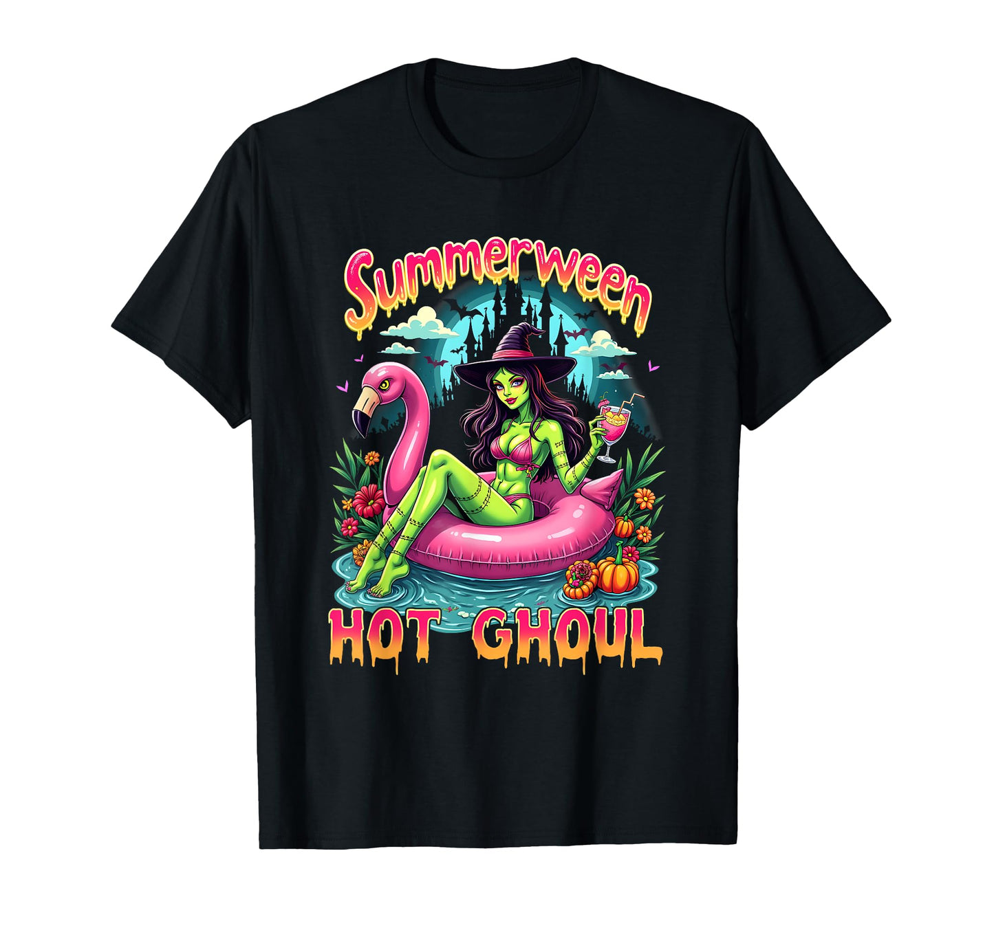Summerween Witch Vibes Vacation Halloween Funny Party Group T-Shirt