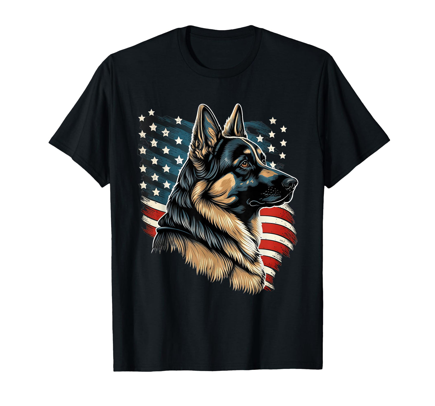 Patriotic USA German Shepherd With American Flag T-Shirt