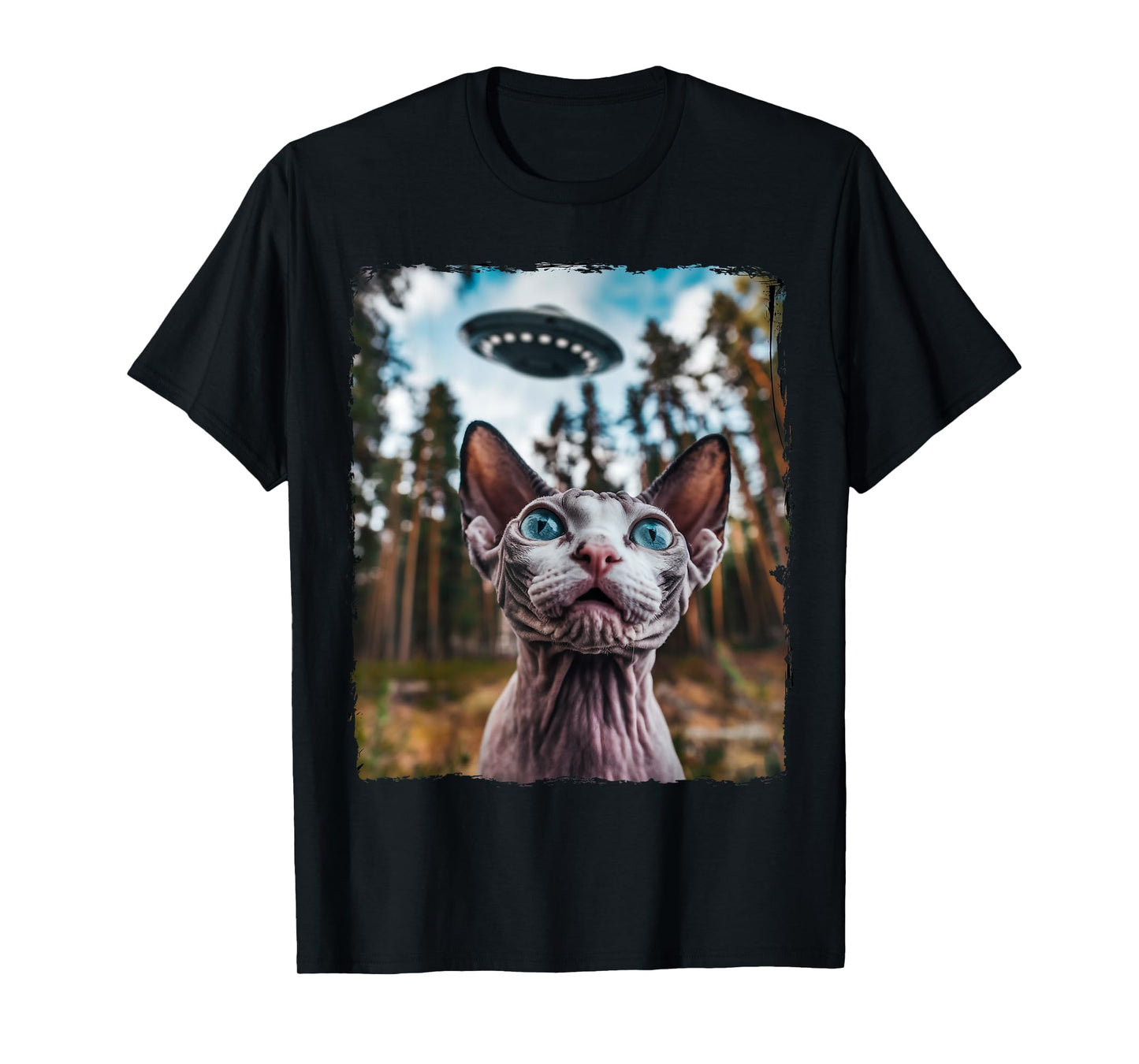 Sphynx Cat Selfie With Alien UFO Cat Gifts For Men Women Kid T-Shirt