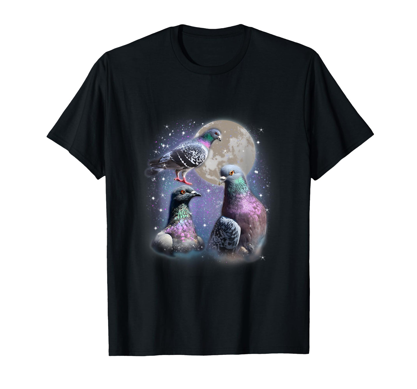 Funny Three Pigeon Retro - Funny Pigeons Howling At The Moon T-Shirt