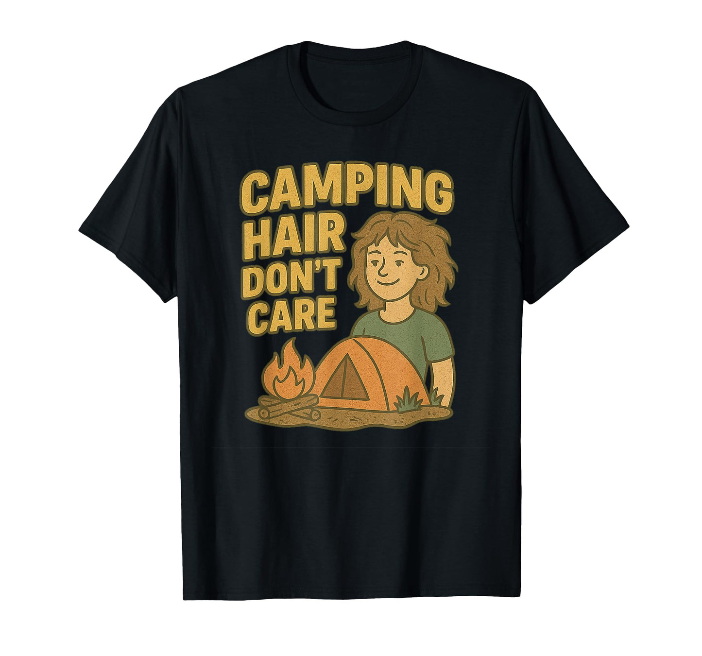 Camping Hair Don't Care Cute Camp T-Shirt