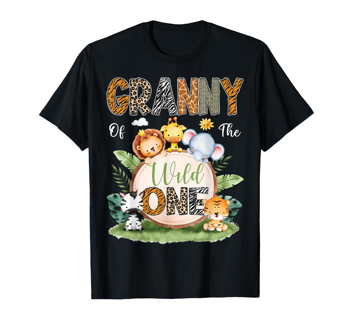 Granny Of The Wild One 1St Birthday Kids Safari Jungle T-Shirt