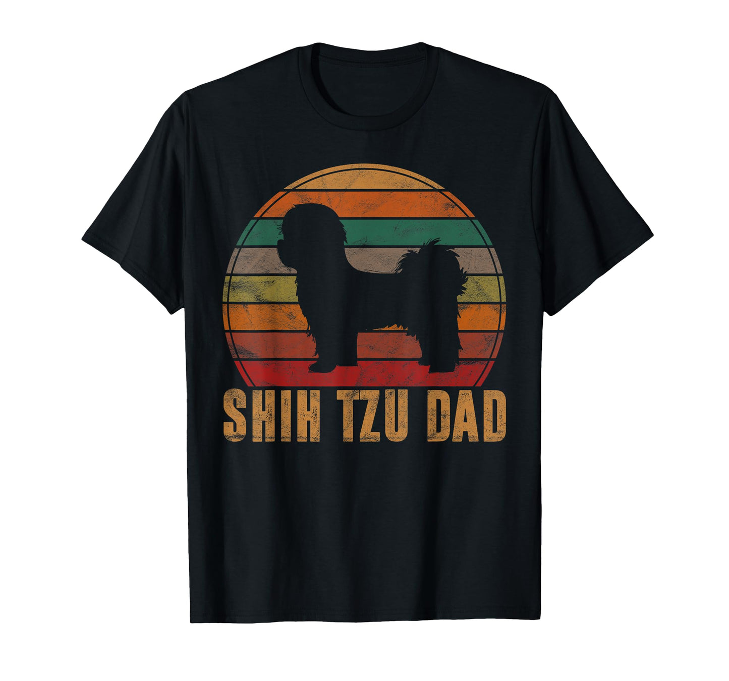 Retro Shih Tzu Dad Gift Daddy Apparel Dog Owner Pet Father T-Shirt