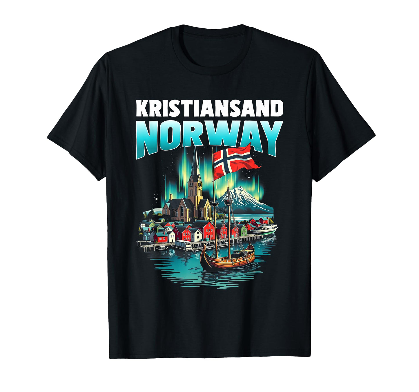 Kristiansand Norway Flag Travel Souvenir Norwegian T-Shirt