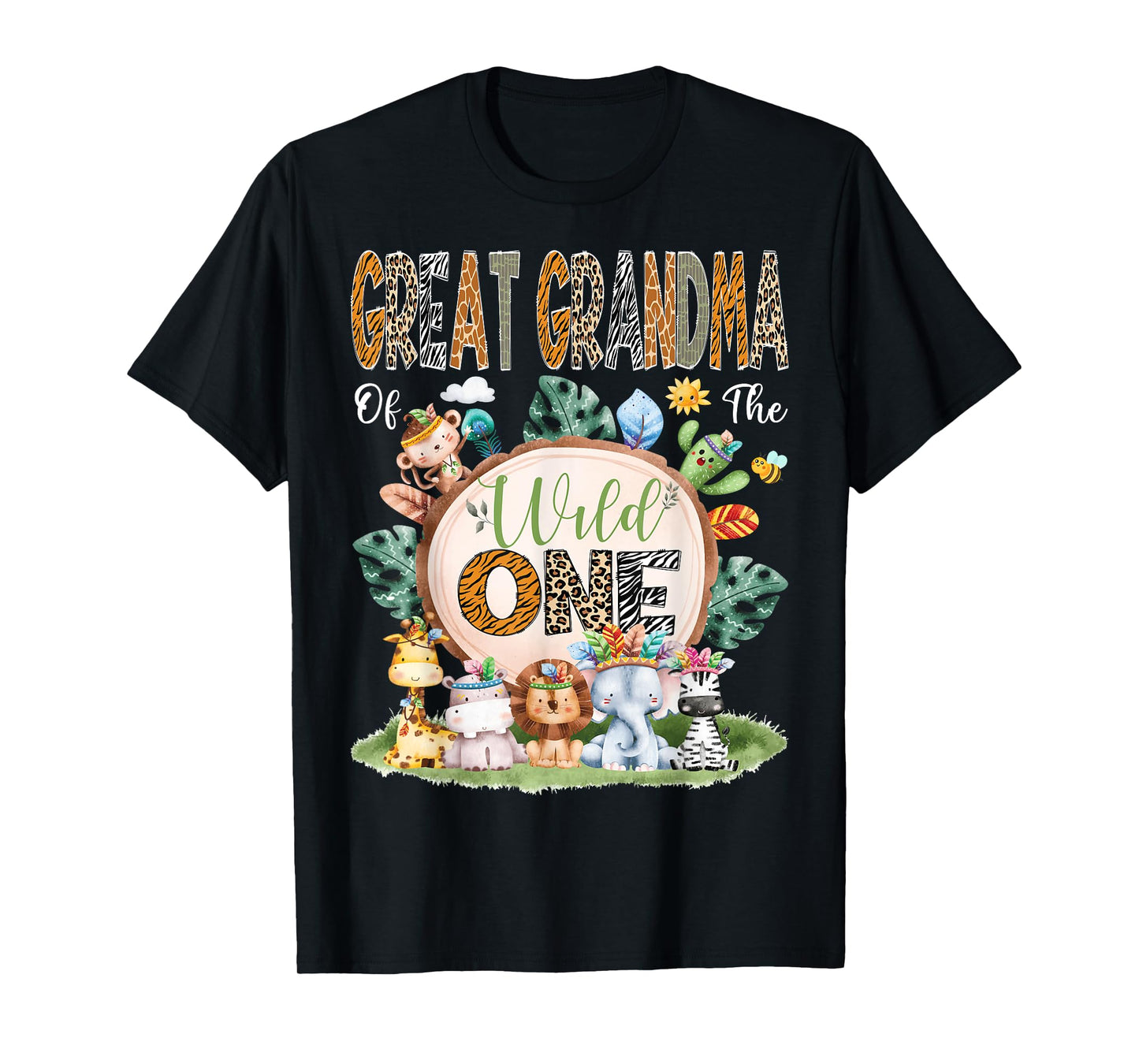 Great Grandma Of The Wild One Safari Tribal Jungle 1St Bday T-Shirt