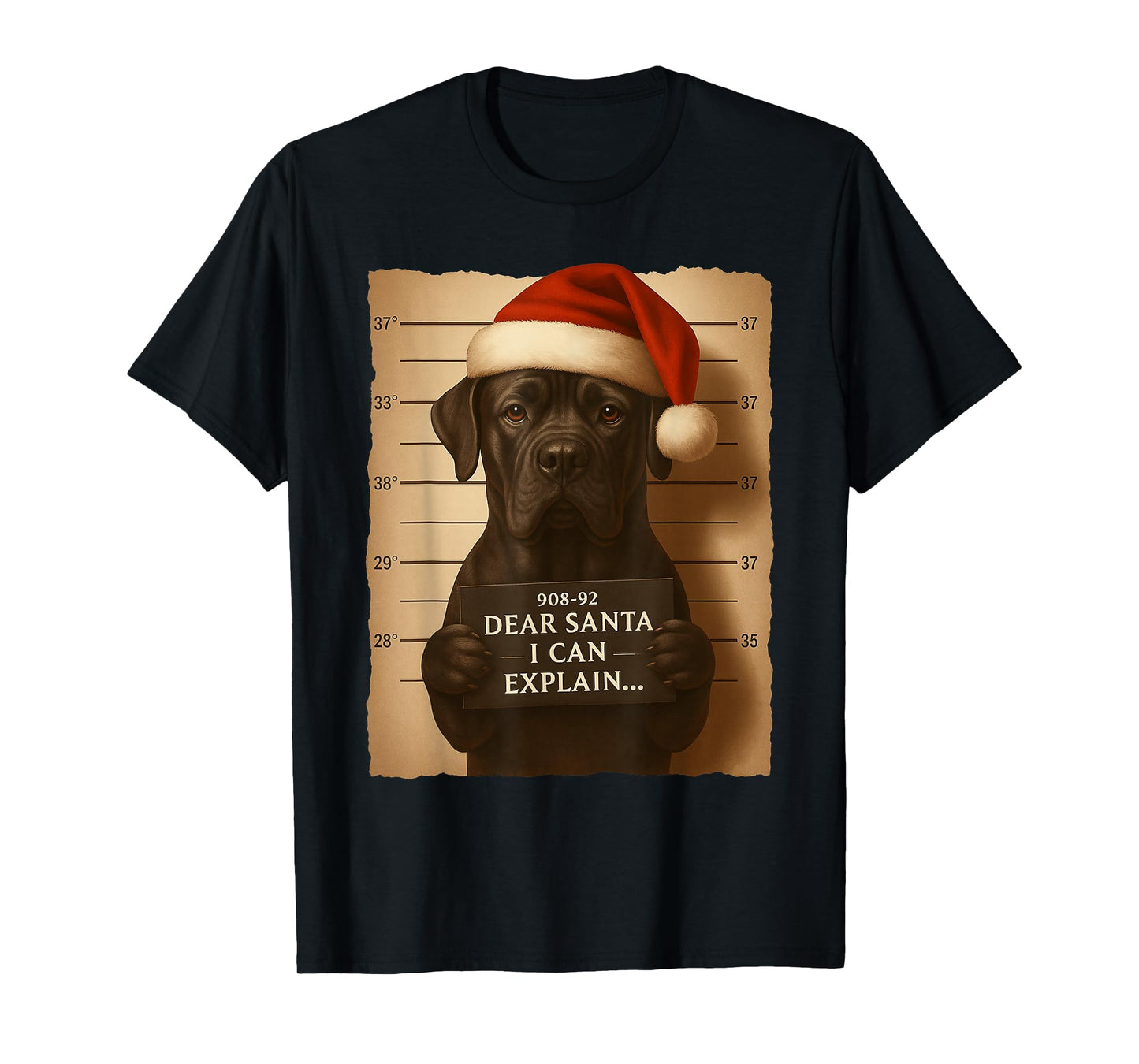 Funny Christmas Dog - Cute Cane Corso Santa Hat Tee T-Shirt