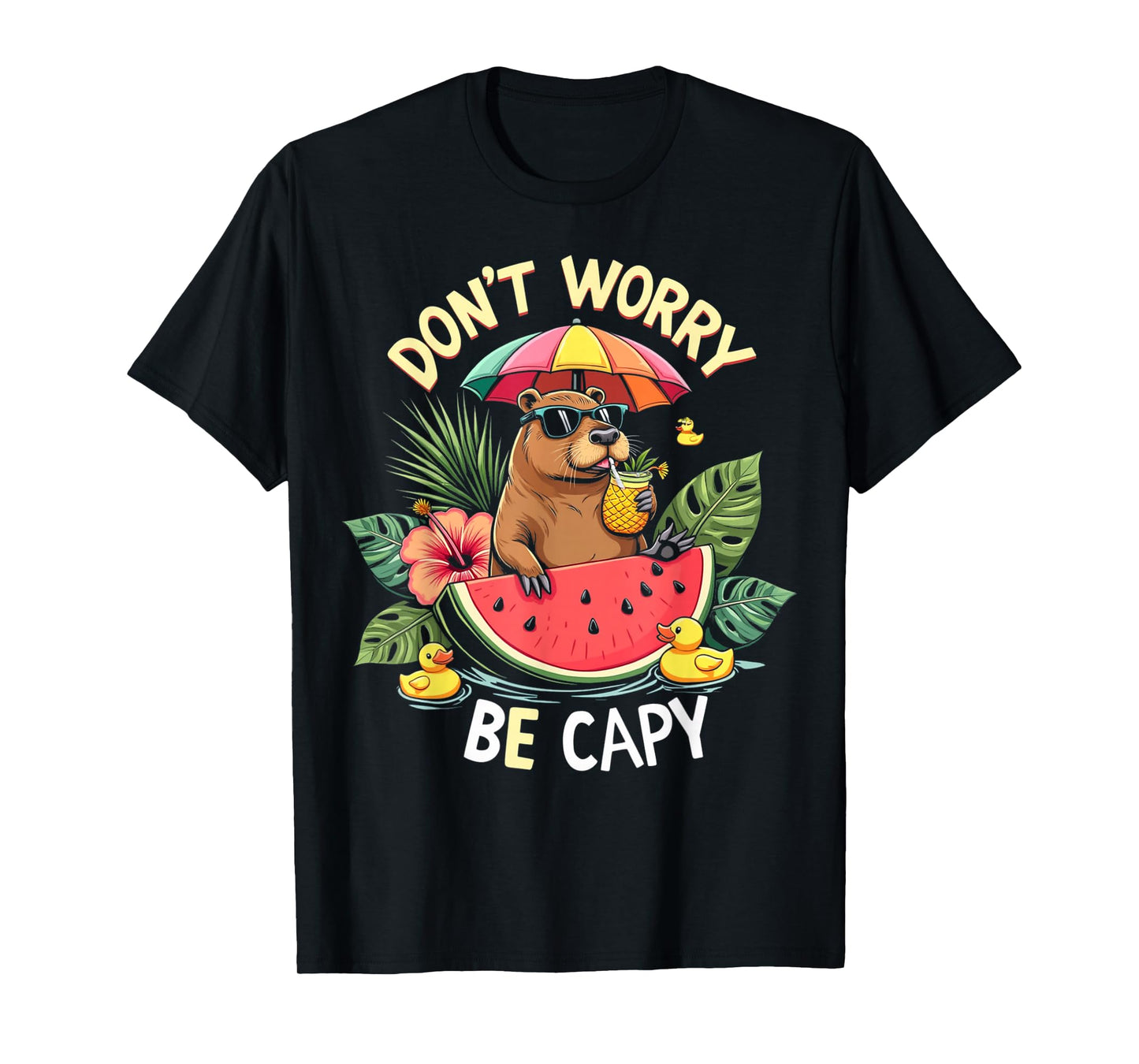 Funny Don't Worry Be Capy Kids Youth Womens Girl Capybara T-Shirt
