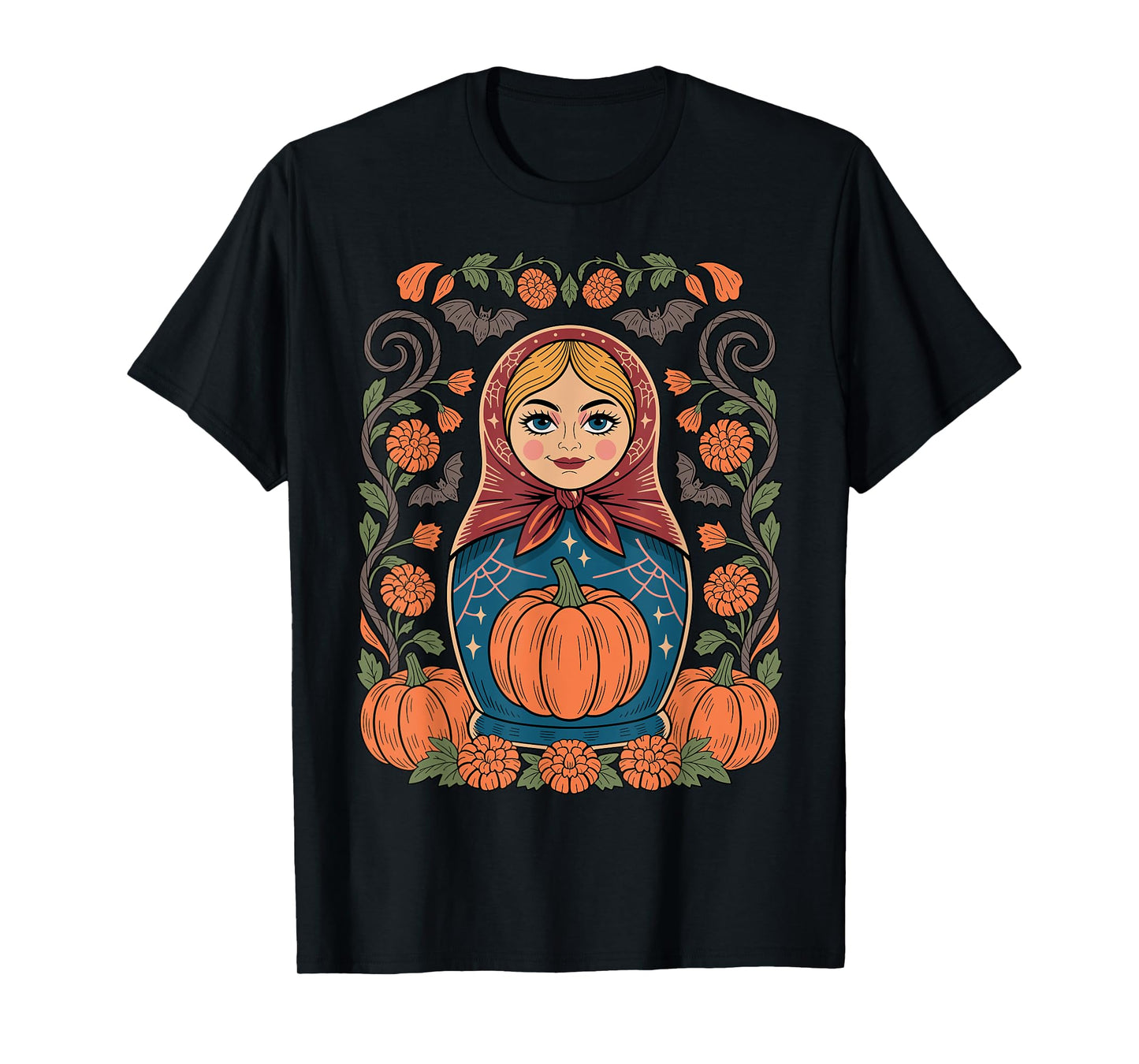 Russian Culture Khokhloma Doll Matroska Halloween T-Shirt