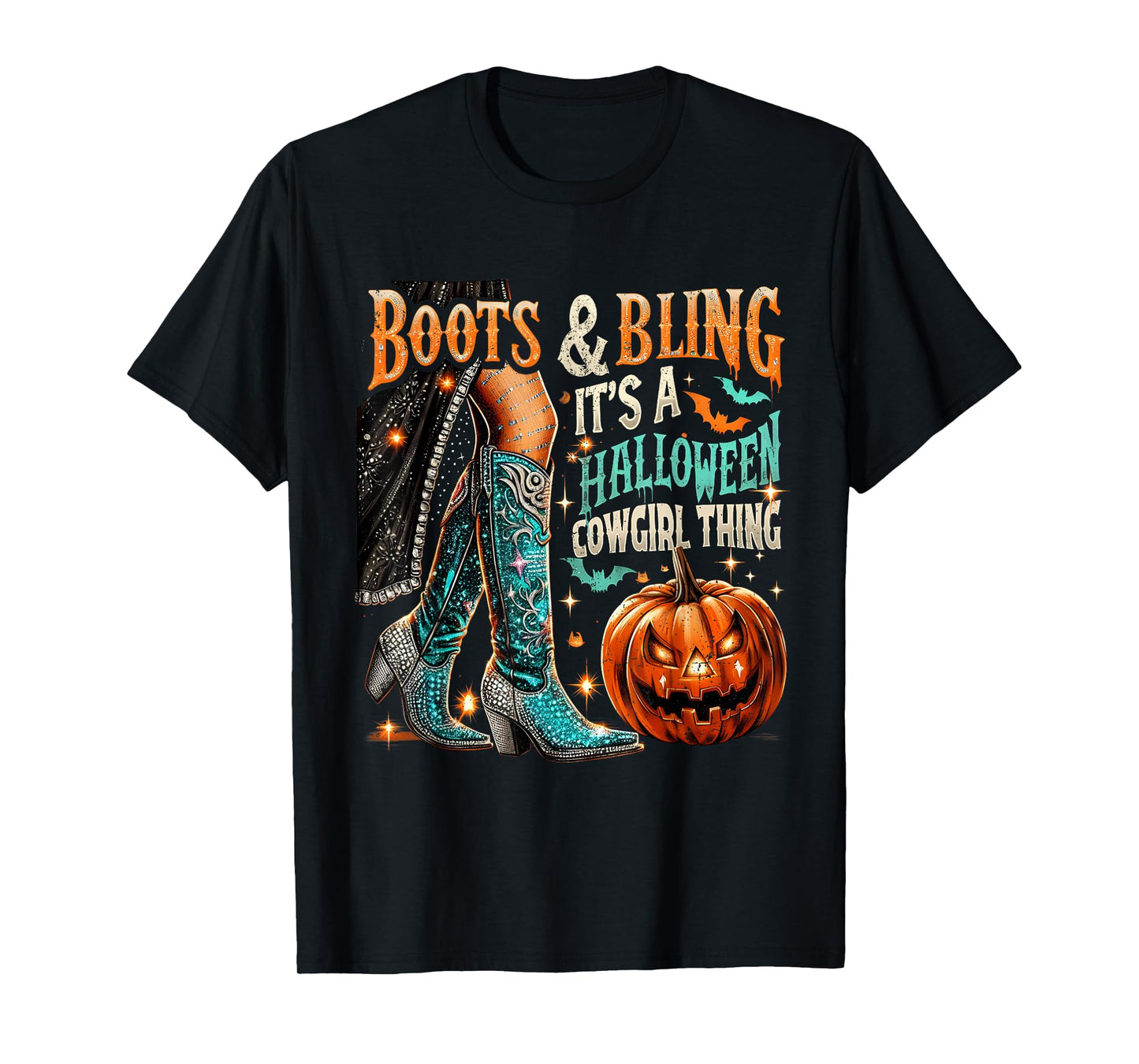 Halloween Cowgirl Boots and Bling Costume Tee T-Shirt