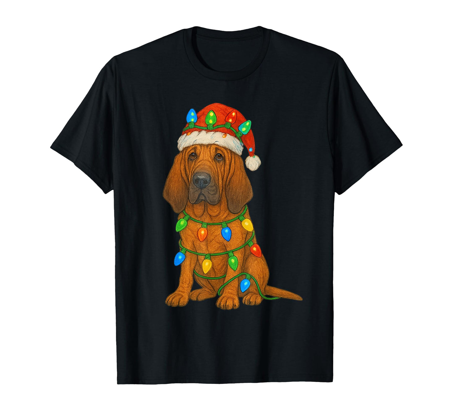 Bloodhound Christmas Lights Dog Lover Xmas Pajama T-Shirt