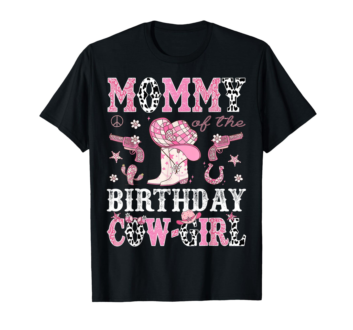Mommy Of The Birthday CowGirl Pink Disco Rodeo Western T-Shirt