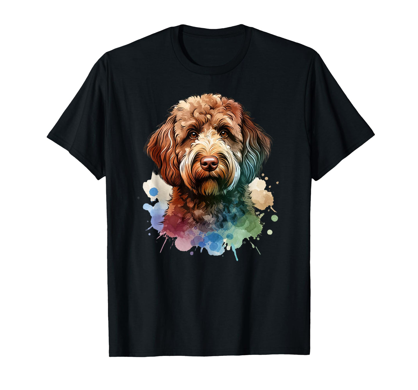Doggies Unlimited Chocolate Labradoodle Dog Watercolor Artwork T-Shirt