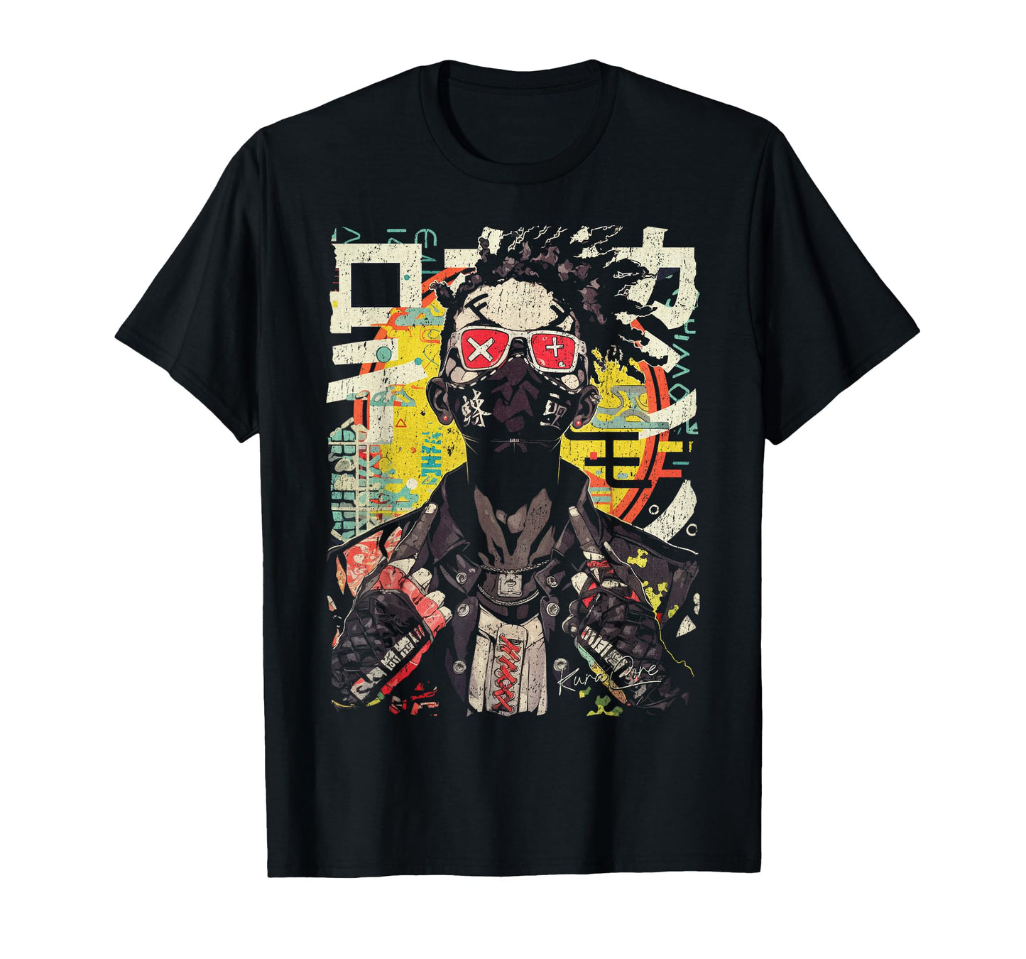 Japanese Streetwear Afro Cyberpunk Y2K Techwear Manga Anime T-Shirt
