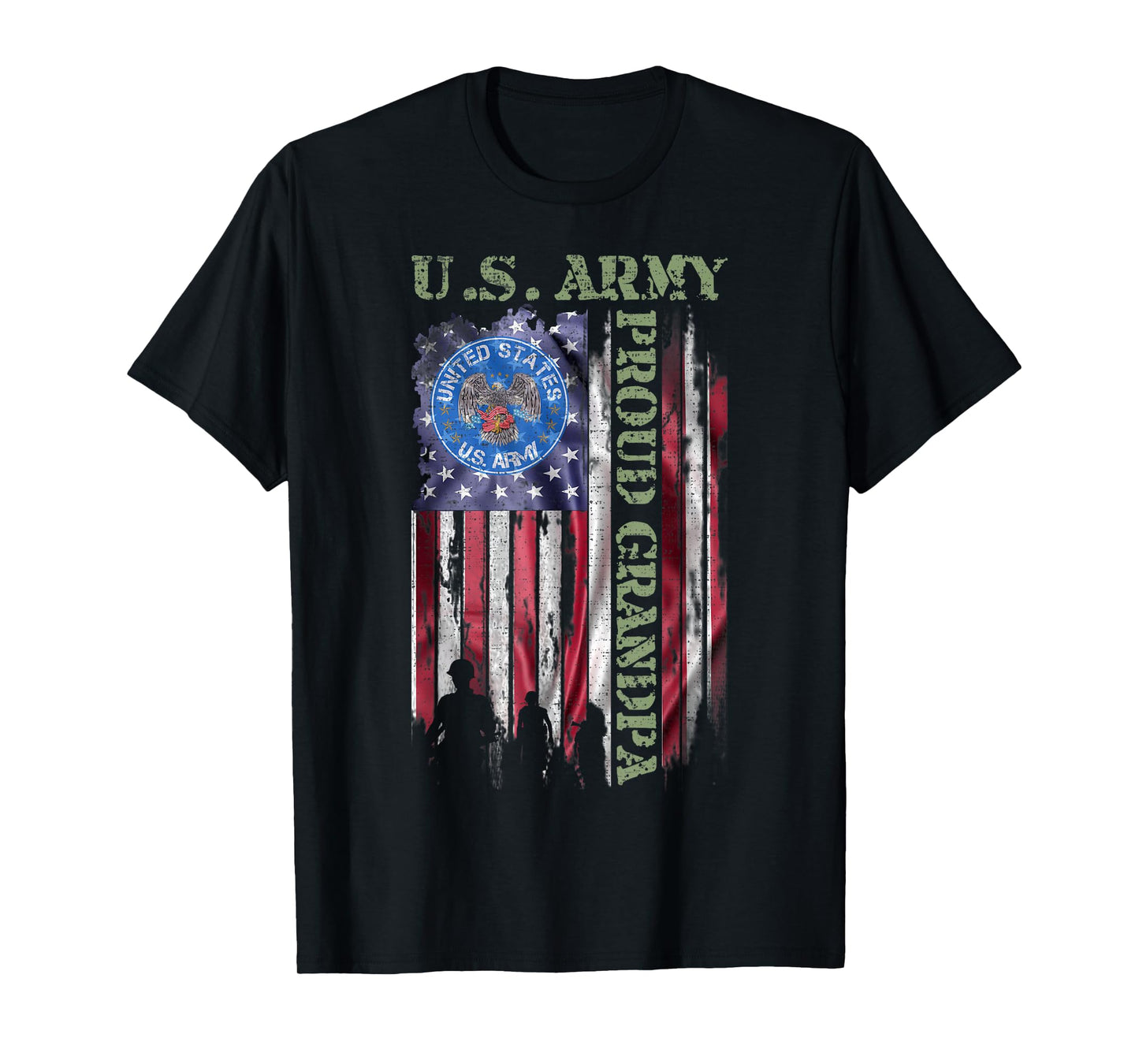 Vintage USA American Flag US Army Proud Veteran Grandpa T-Shirt