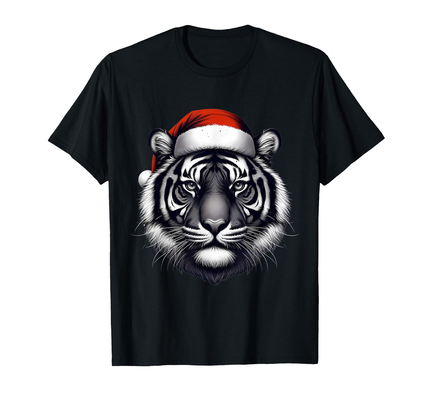 Tiger With Santa Hat Christmas Xmas Lover Zoo Keeper Safari T-Shirt