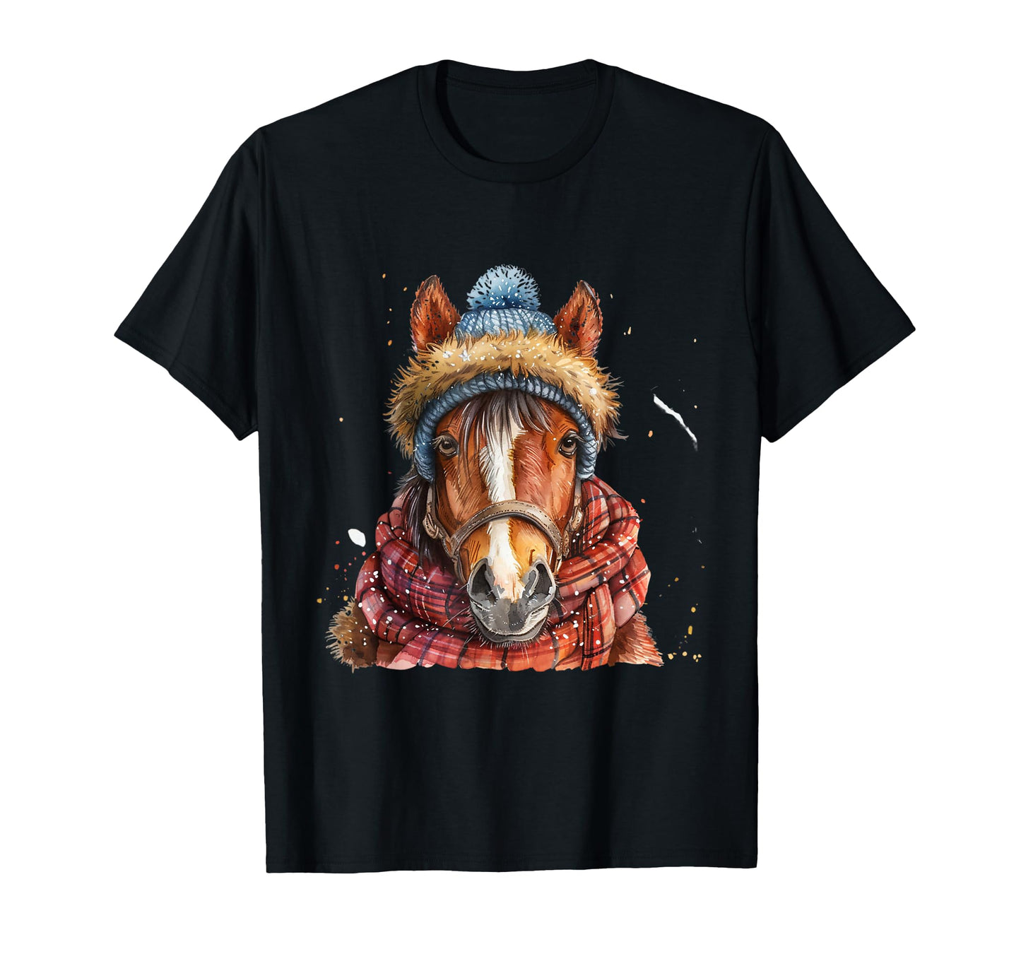 Merry Christmas Gifts For The Whole Family Unisex Adult Equestrian Horse Portrait Christmas Horseback Riding T-Shirt