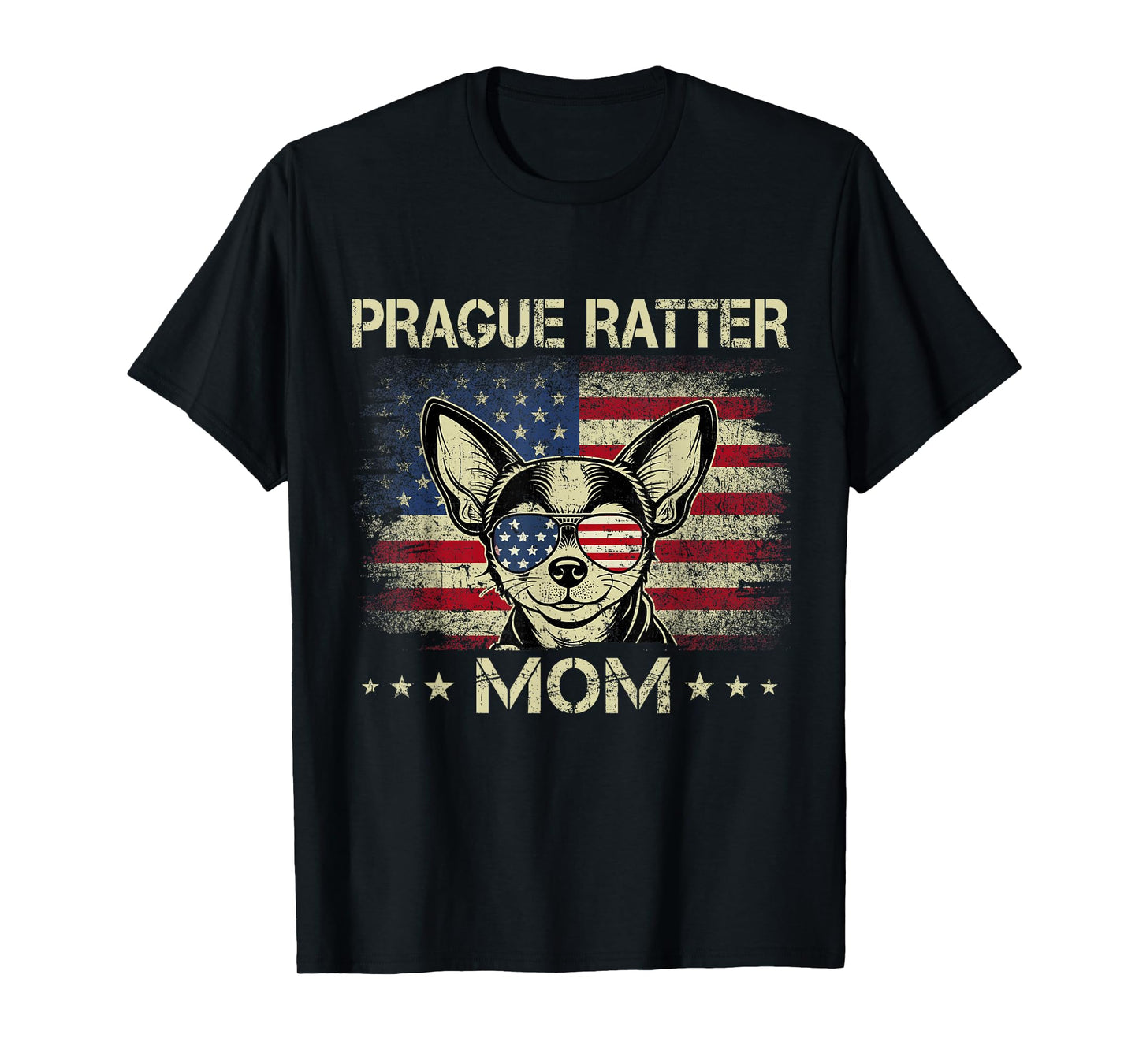 Prague Ratter Mom Dog Vintage American Flag 4th Of July T-Shirt