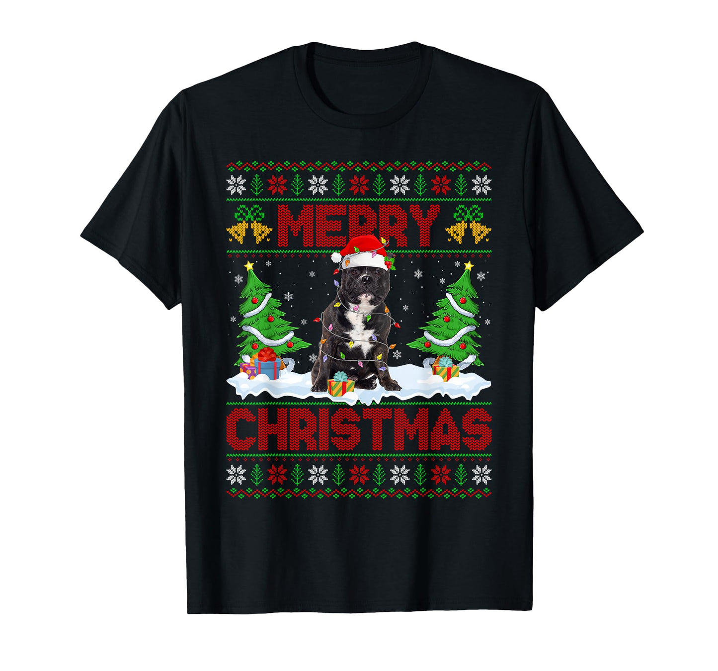 Pitbull Dog Ugly Xmas Sweater Funny Pet Dog Lover Christmas T-Shirt