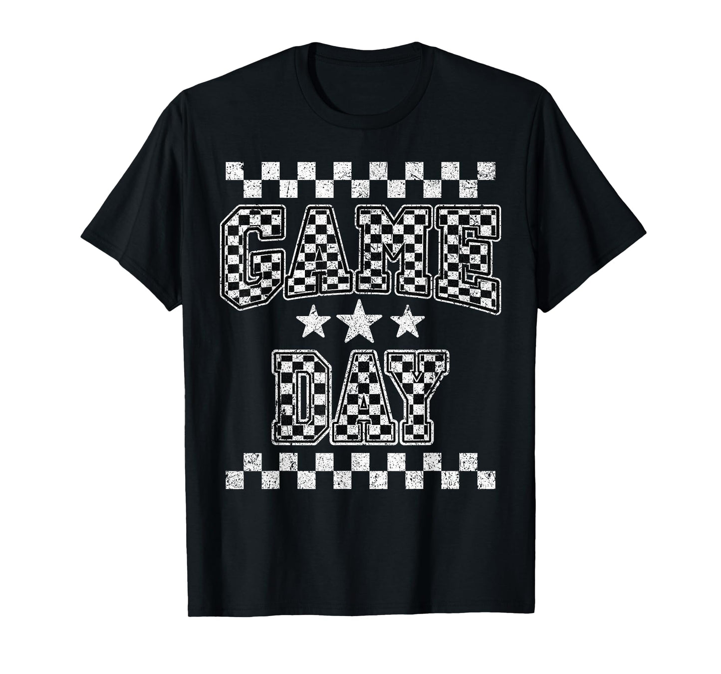 Retro Black White Football Season Checkered Game Day T-Shirt